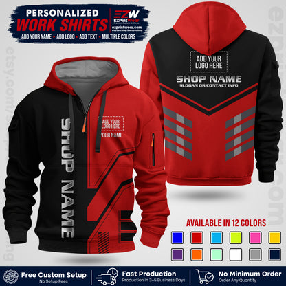 Custom All Over Print Work Uniform Shirt with Name, Logo & Text | Custom Hawaiian Shirt | Company Shirt | Employee Uniform UNF11