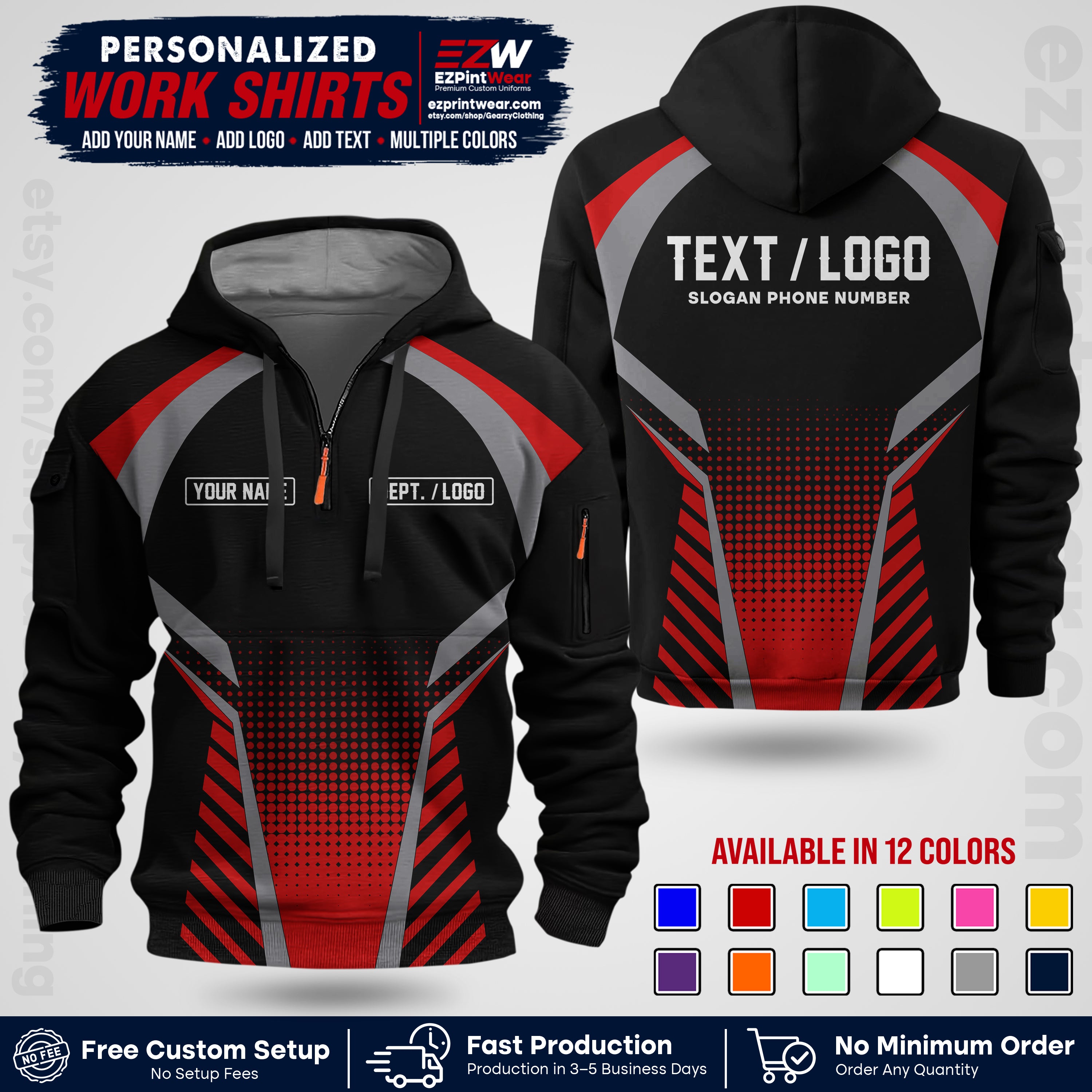 Custom All Over Print Work Uniform Shirt with Name, Logo & Text | Custom Hawaiian Shirt | Company Shirt | Employee Uniform UNF19