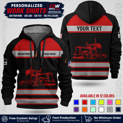 Personalized Truck Driver Workwear Uniform | Custom Safety Stripe Apparel | Non-Reflective Reflective Style Design TW02
