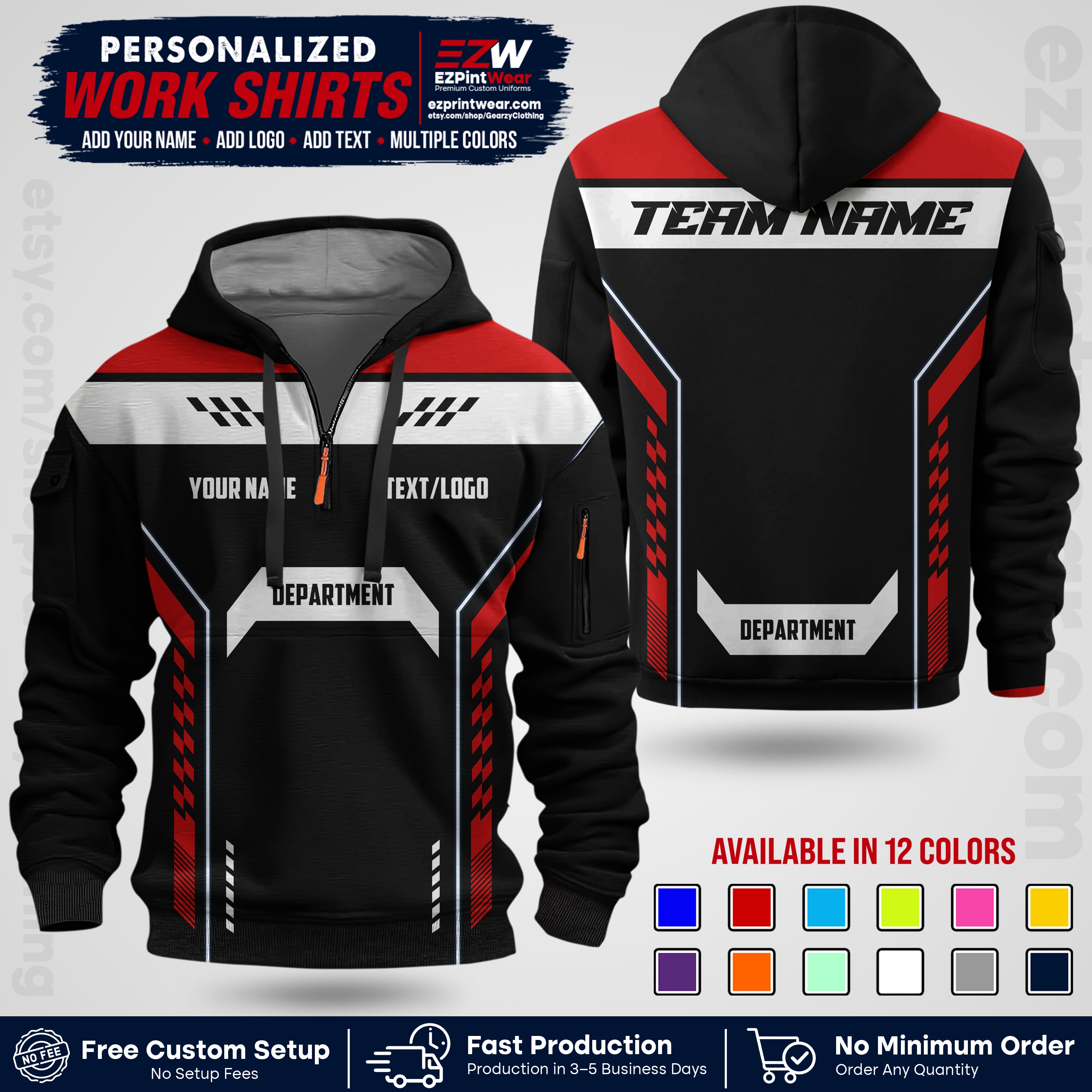 Custom All Over Print Work Uniform Shirt with Name, Logo & Text | Custom Hawaiian Shirt | Company Shirt | Employee Uniform UNF18