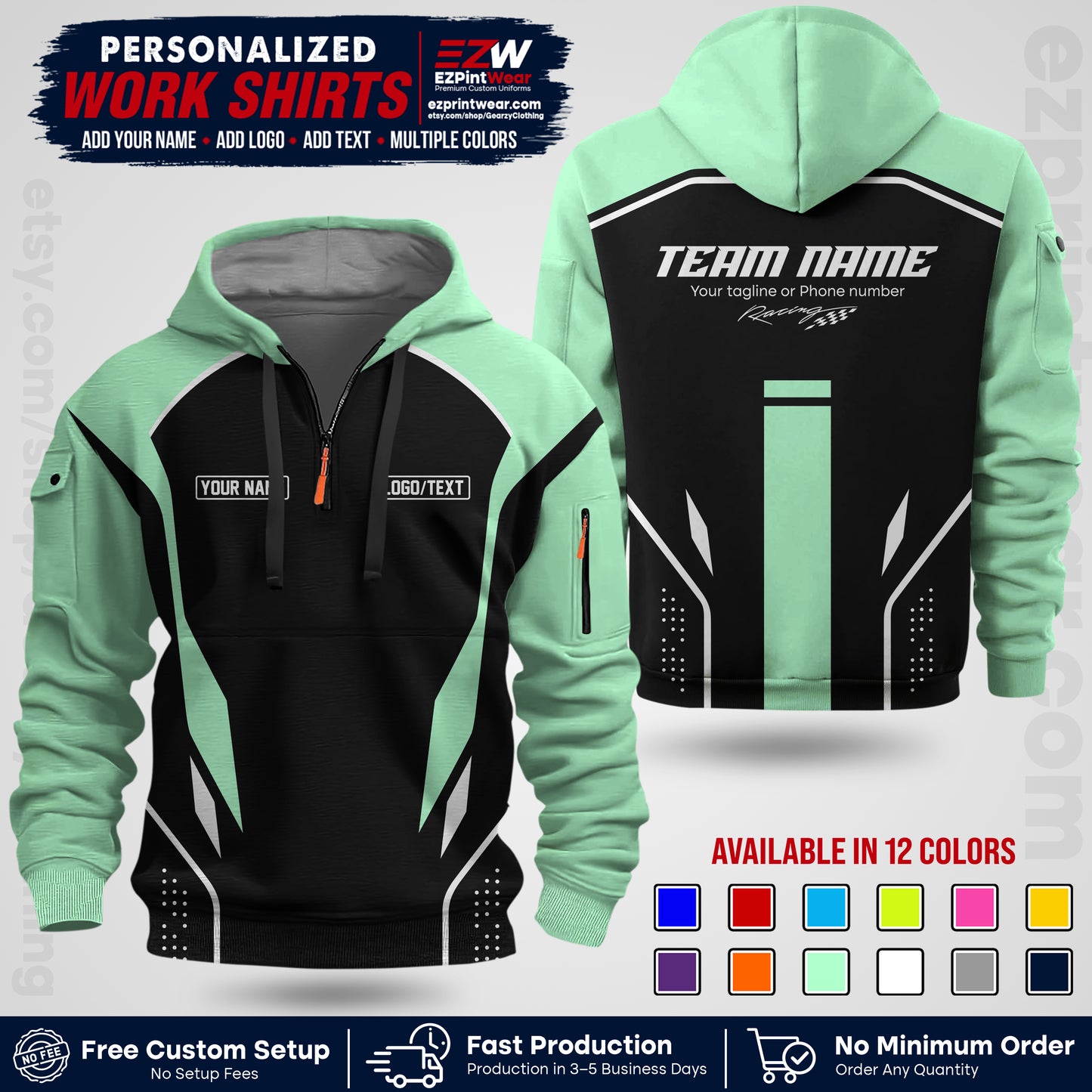 Custom Racing Shirt with Name, Logo & Text | Race Team Uniform | Crew Apparel RC06