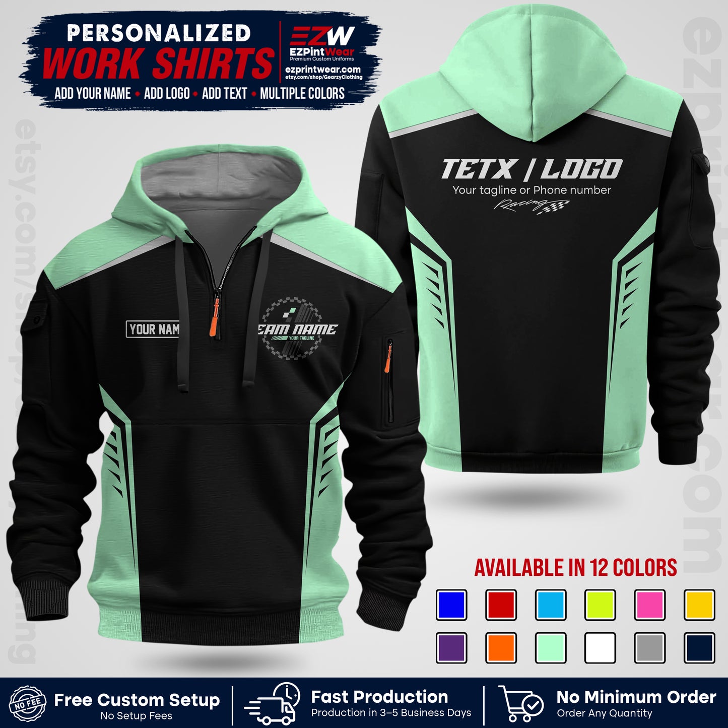 Custom Racing Shirt with Name, Logo & Text | Race Team Uniform | Crew Apparel RC07