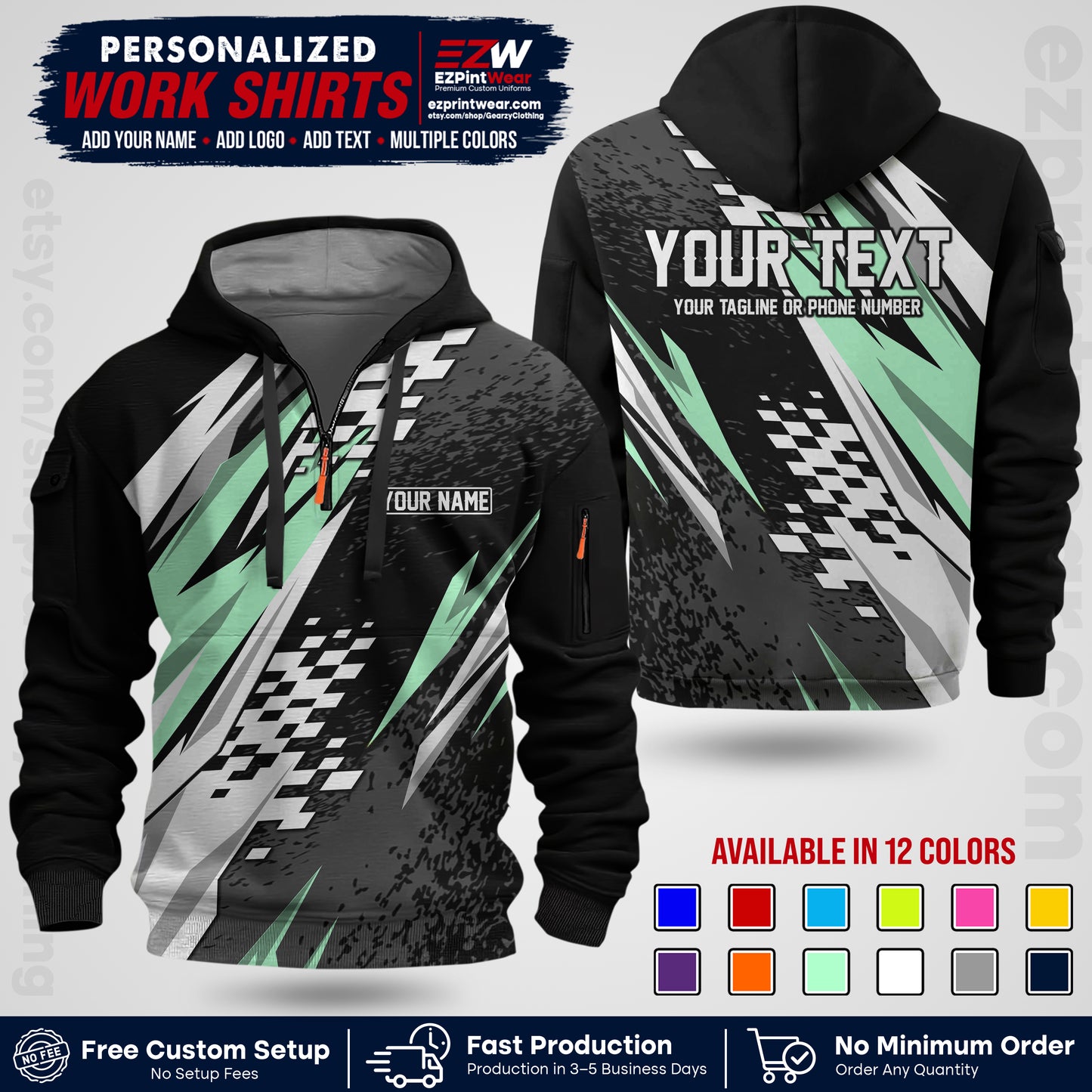 Custom Racing Shirt with Name, Logo & Text | Race Team Uniform | Crew Apparel RC03