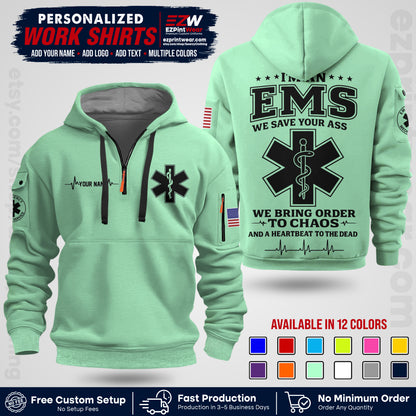 Custom EMS Shirt with Name, Logo & Text | EMS Team Uniform | First Responder Workwear EMSU05