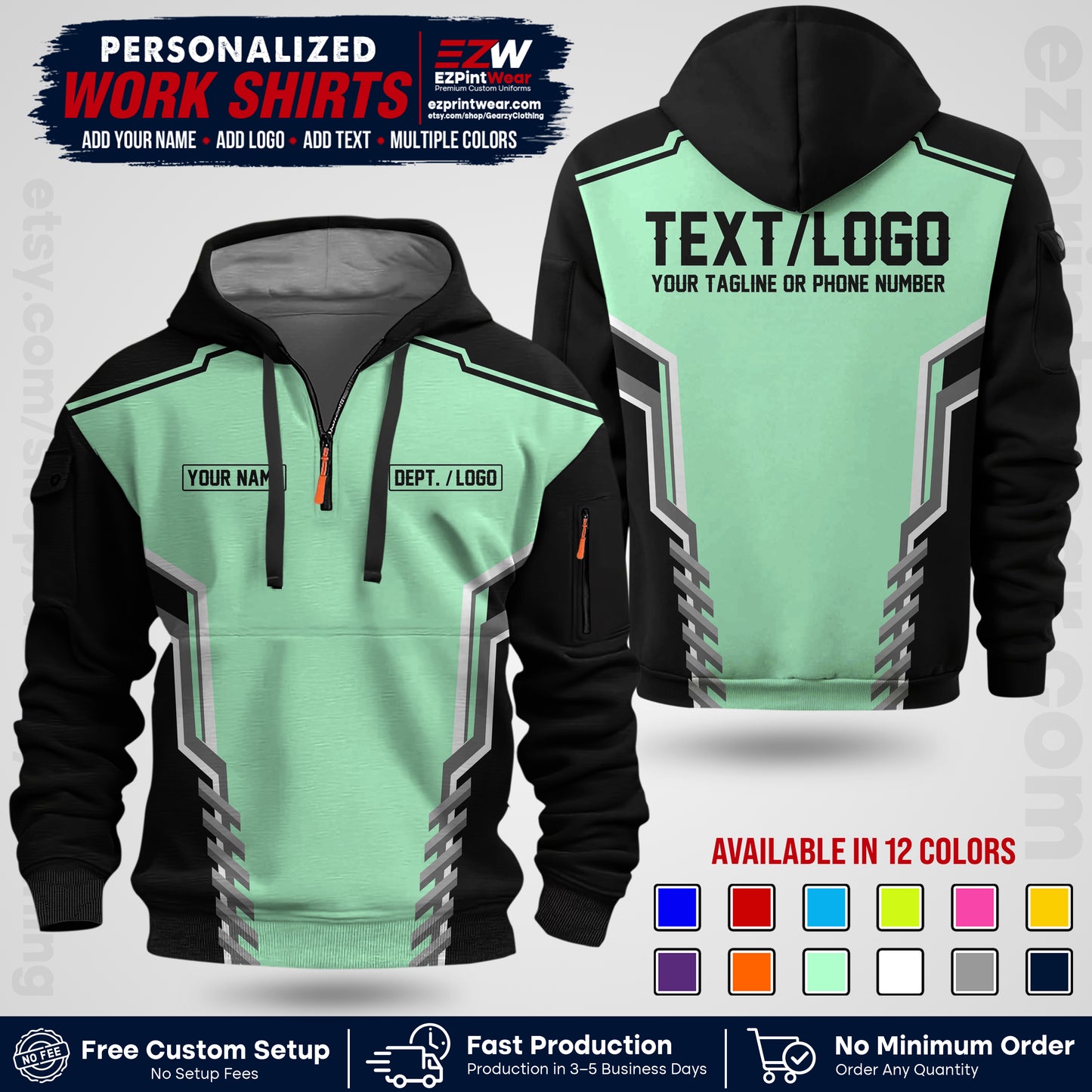 Custom All Over Print Work Uniform Shirt with Name, Logo & Text | Custom Hawaiian Shirt | Company Shirt | Employee Uniform UNF15