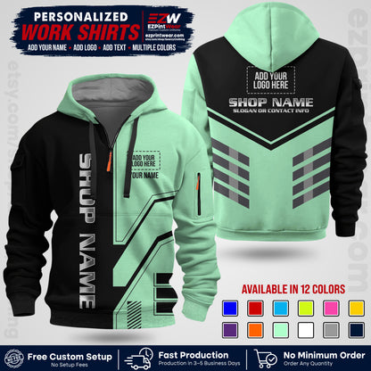 Custom All Over Print Work Uniform Shirt with Name, Logo & Text | Custom Hawaiian Shirt | Company Shirt | Employee Uniform UNF11