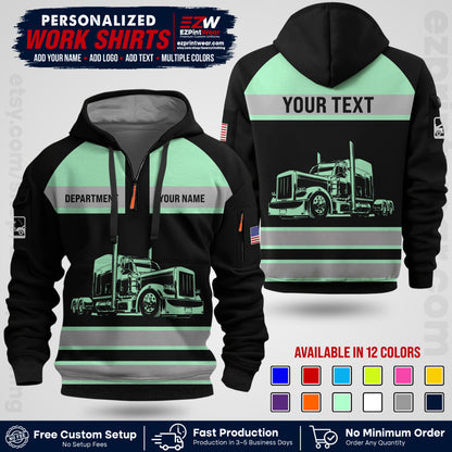 Personalized Truck Driver Workwear Uniform | Custom Safety Stripe Apparel | Non-Reflective Reflective Style Design TW02