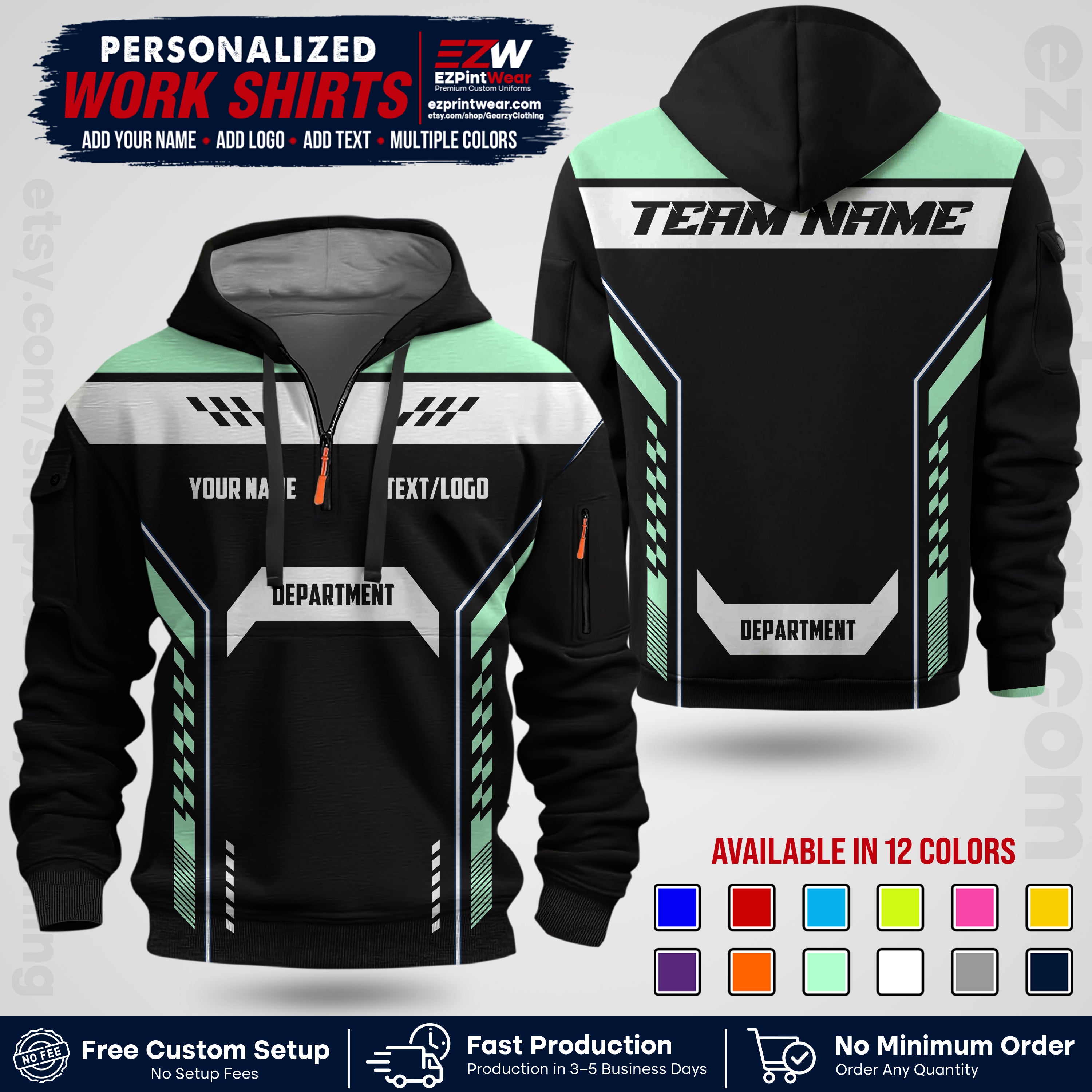 Custom All Over Print Work Uniform Shirt with Name, Logo & Text | Custom Hawaiian Shirt | Company Shirt | Employee Uniform UNF18