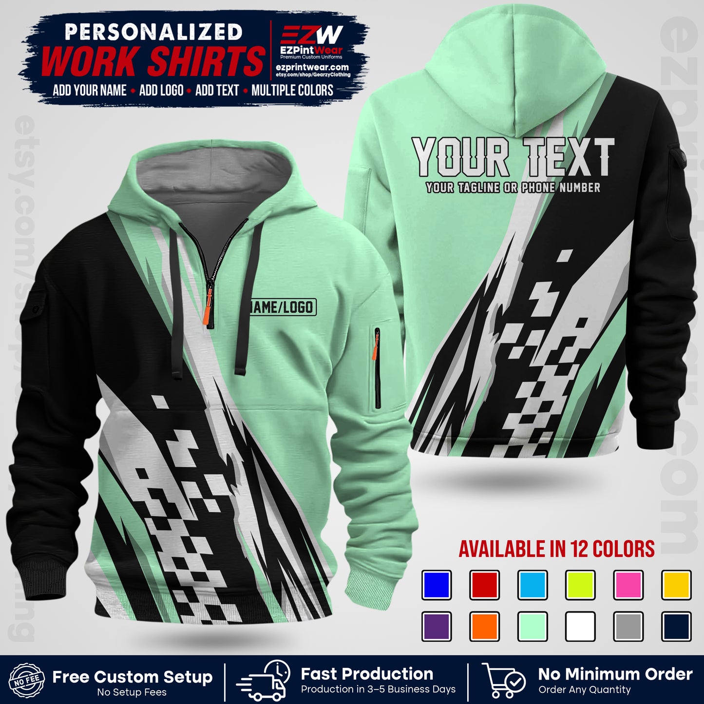 Custom Racing Shirt with Name, Logo & Text | Race Team Uniform | Crew Apparel RC04
