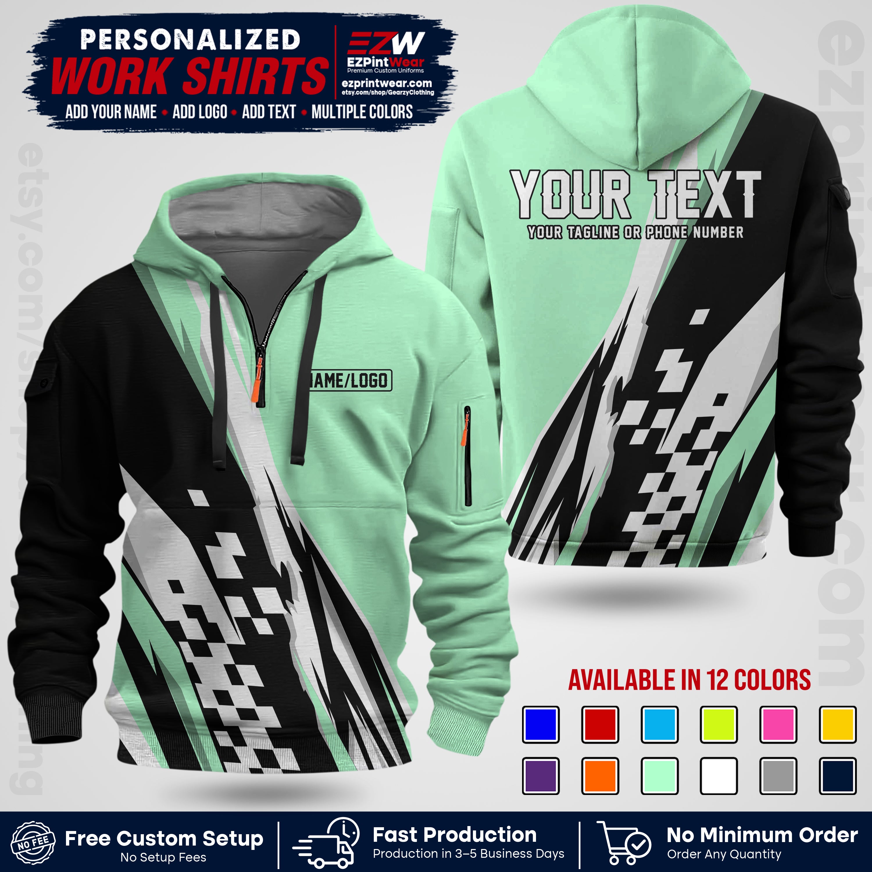 Custom Racing Shirt with Name, Logo & Text | Race Team Uniform | Crew Apparel RC04