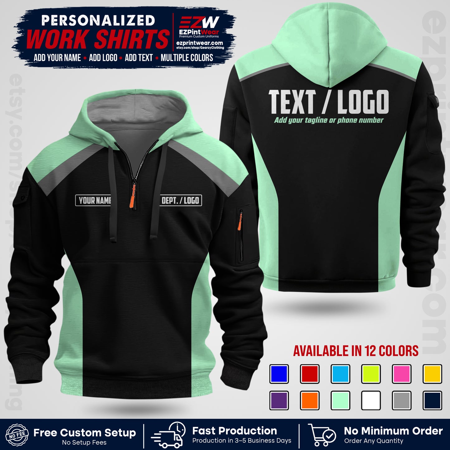 Custom All Over Print Work Uniform Shirt with Name, Logo & Text | Custom Hawaiian Shirt | Company Shirt | Employee Uniform UNF04