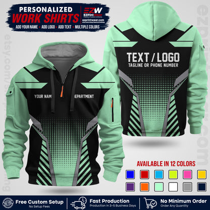 Custom All Over Print Work Uniform Shirt with Name, Logo & Text | Custom Hawaiian Shirt | Company Shirt | Employee Uniform UNF06