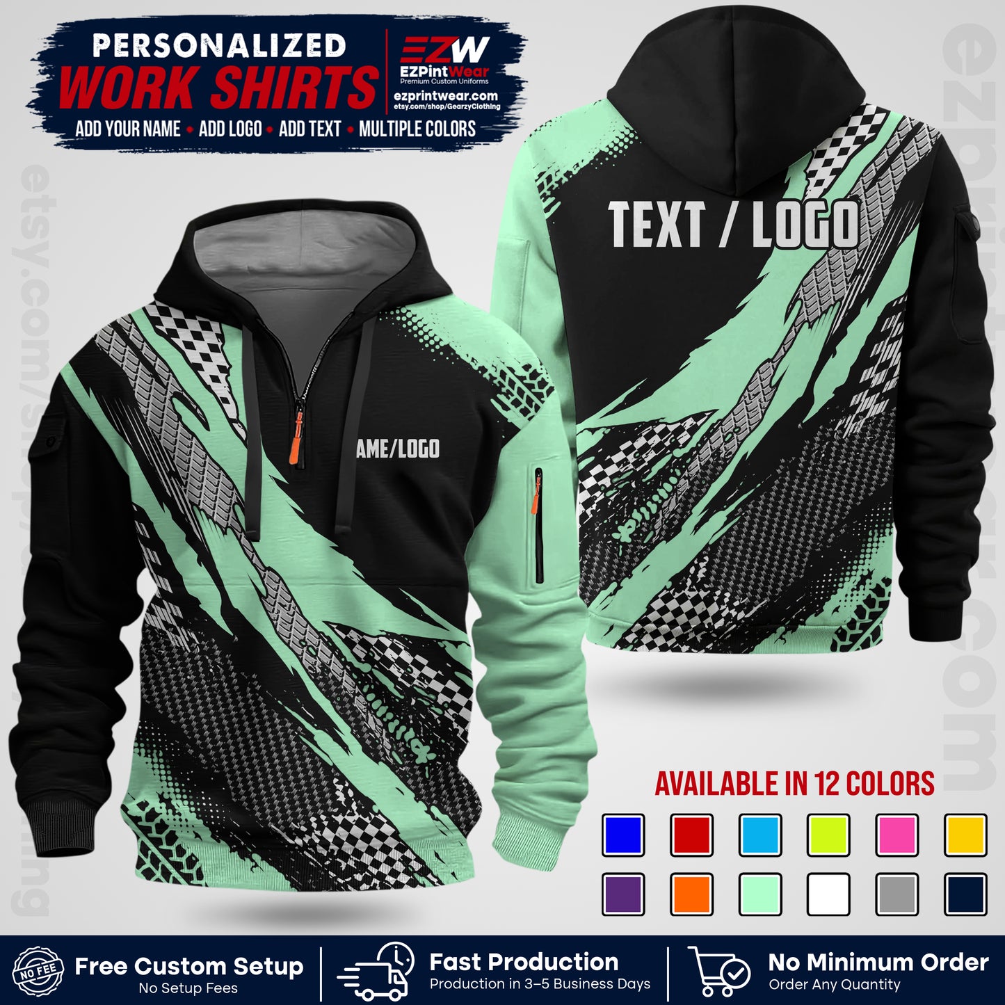 Custom Racing Shirt with Name, Logo & Text | Race Team Uniform | Crew Apparel RC05