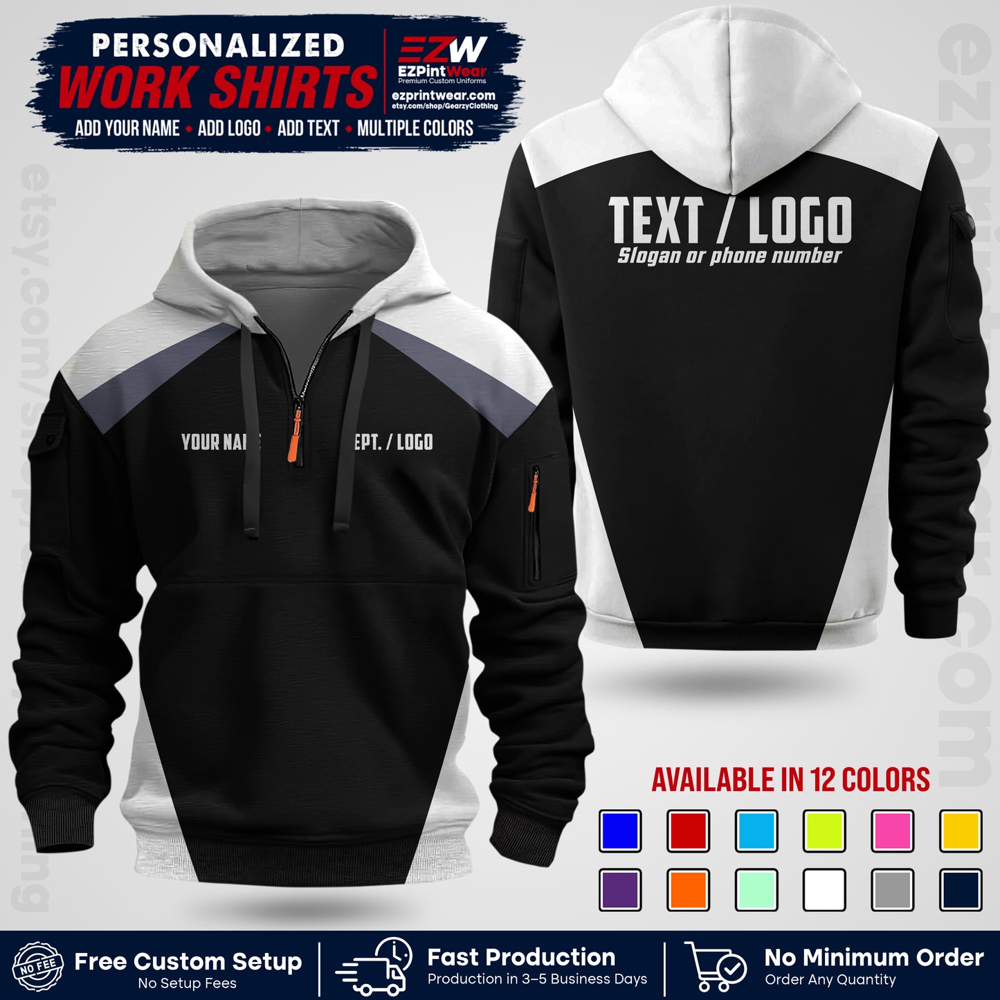 Custom All Over Print Work Uniform Shirt with Name, Logo & Text | Custom Hawaiian Shirt | Company Shirt | Employee Uniform UNF02