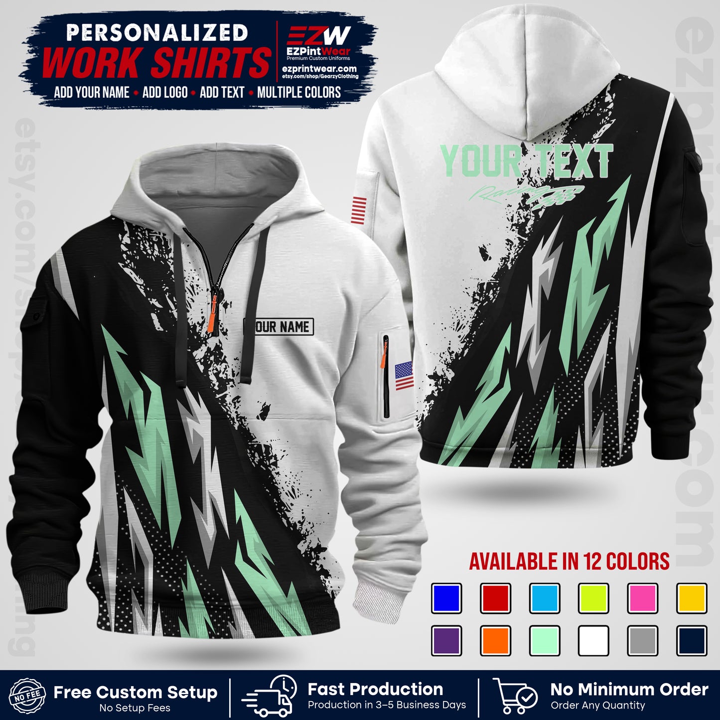 Custom Racing Shirt with Name, Logo & Text | Race Team Uniform | Crew Apparel RC08