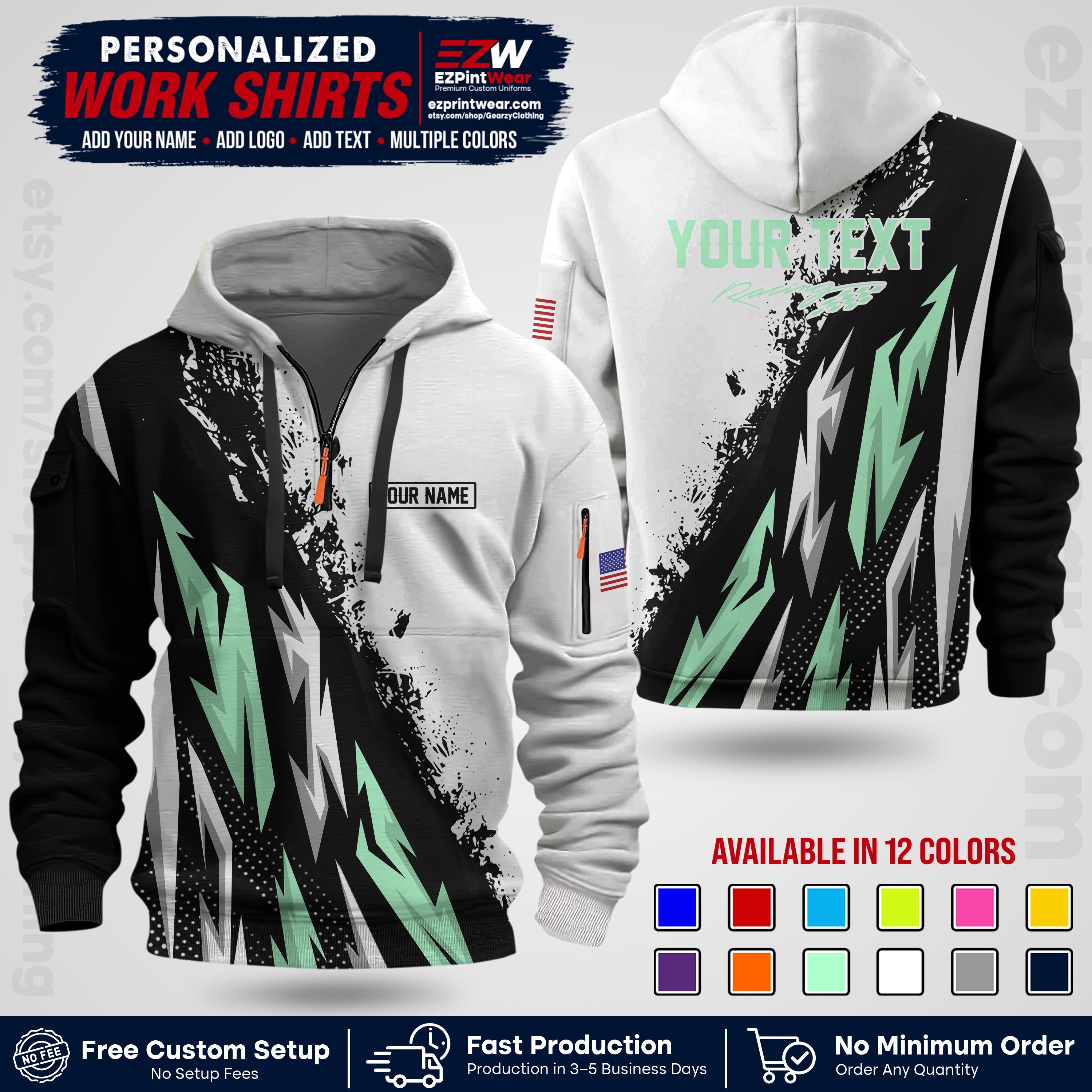 Custom Racing Shirt with Name, Logo & Text | Race Team Uniform | Crew Apparel RC08