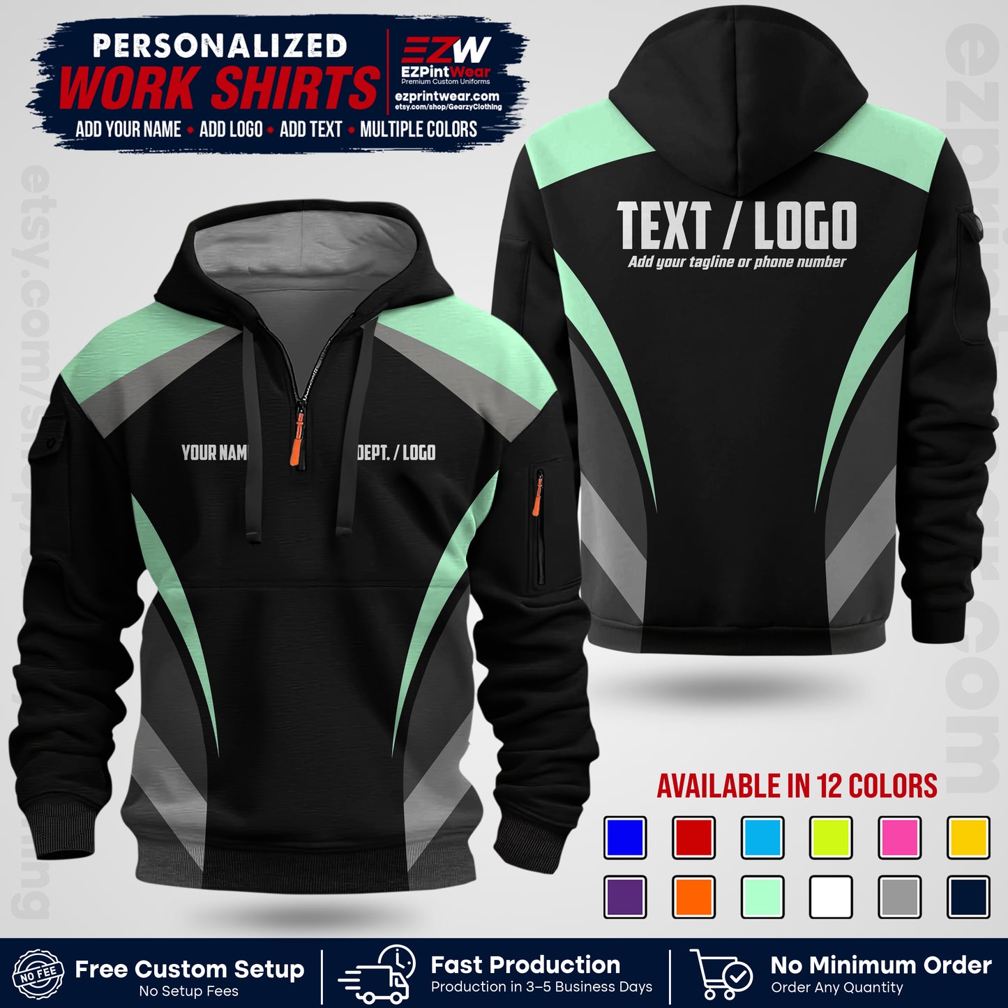 Custom All Over Print Work Uniform Shirt with Name, Logo & Text | Custom Hawaiian Shirt | Company Shirt | Employee Uniform UNF03
