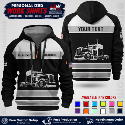 Personalized Truck Driver Workwear Uniform | Custom Safety Stripe Apparel | Non-Reflective Reflective Style Design TW02