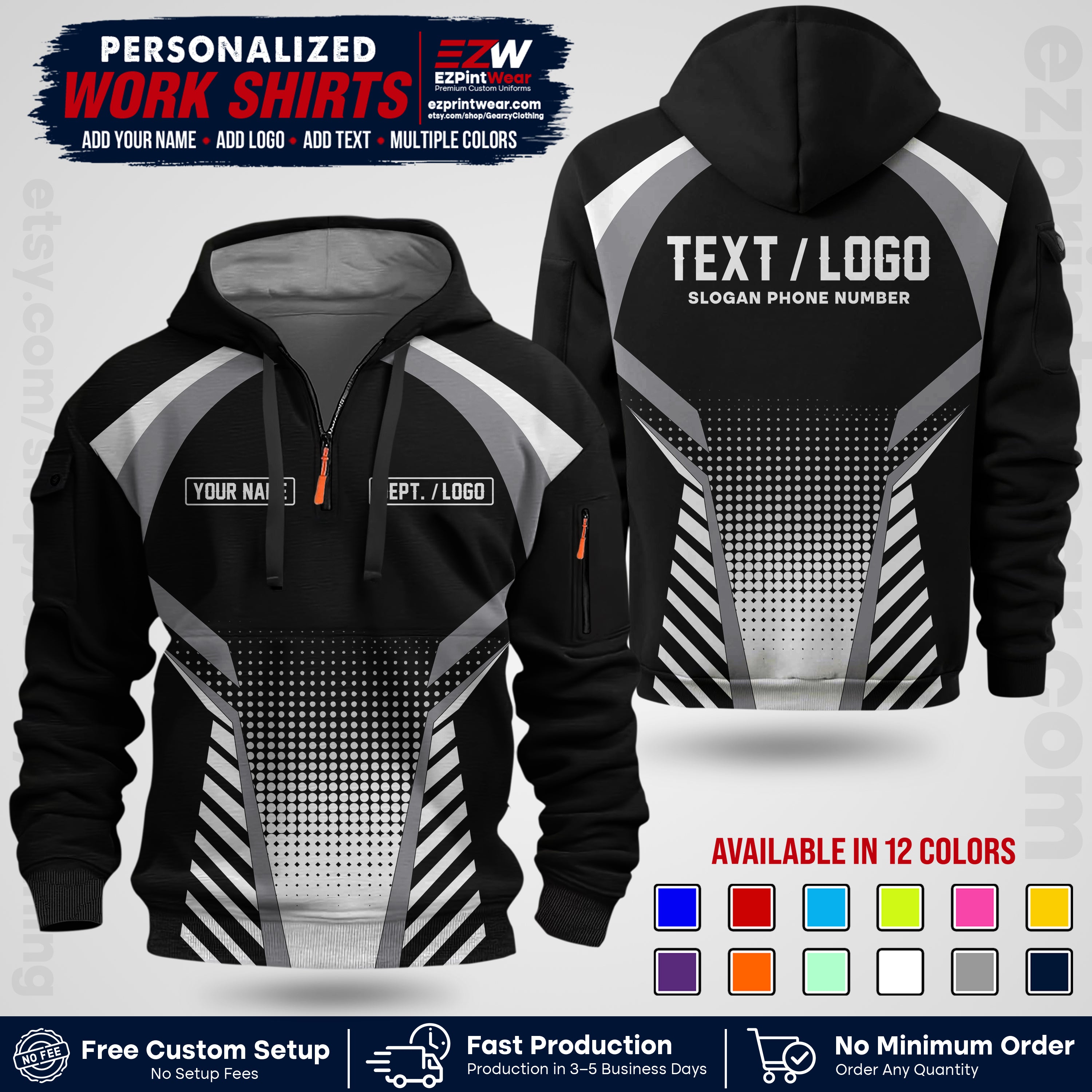 Custom All Over Print Work Uniform Shirt with Name, Logo & Text | Custom Hawaiian Shirt | Company Shirt | Employee Uniform UNF19