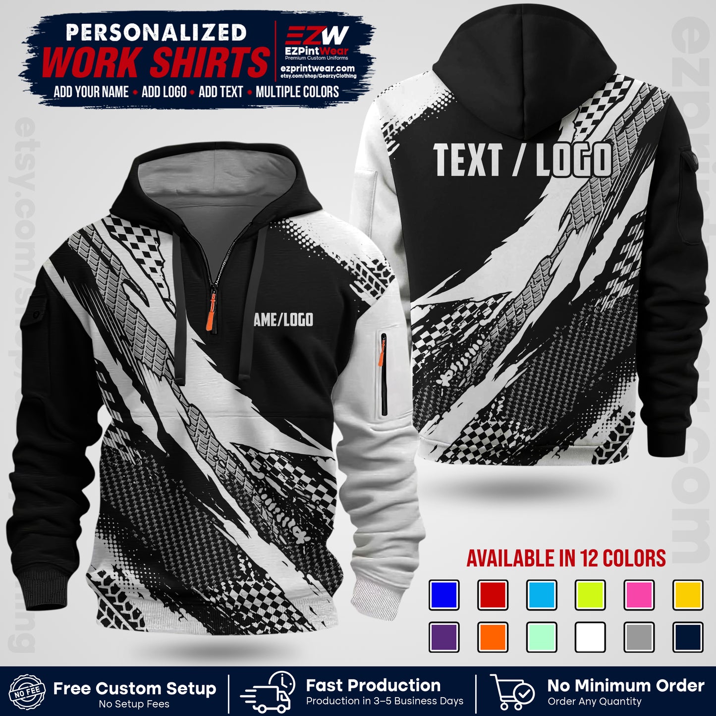 Custom Racing Shirt with Name, Logo & Text | Race Team Uniform | Crew Apparel RC05