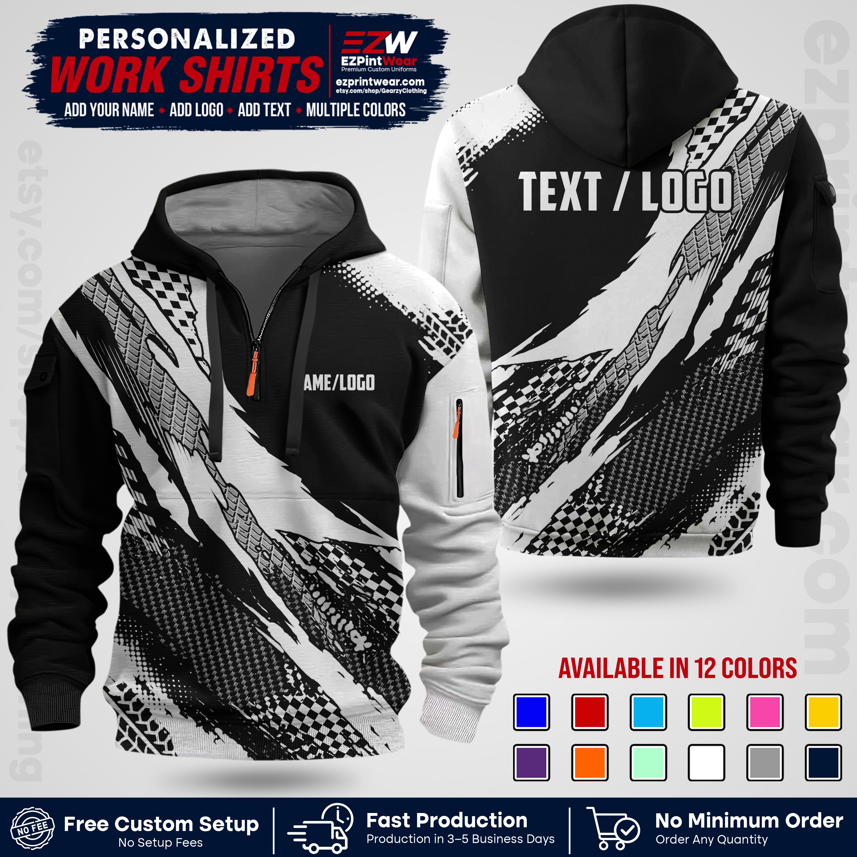 Custom Racing Shirt with Name, Logo & Text | Race Team Uniform | Crew Apparel RC05