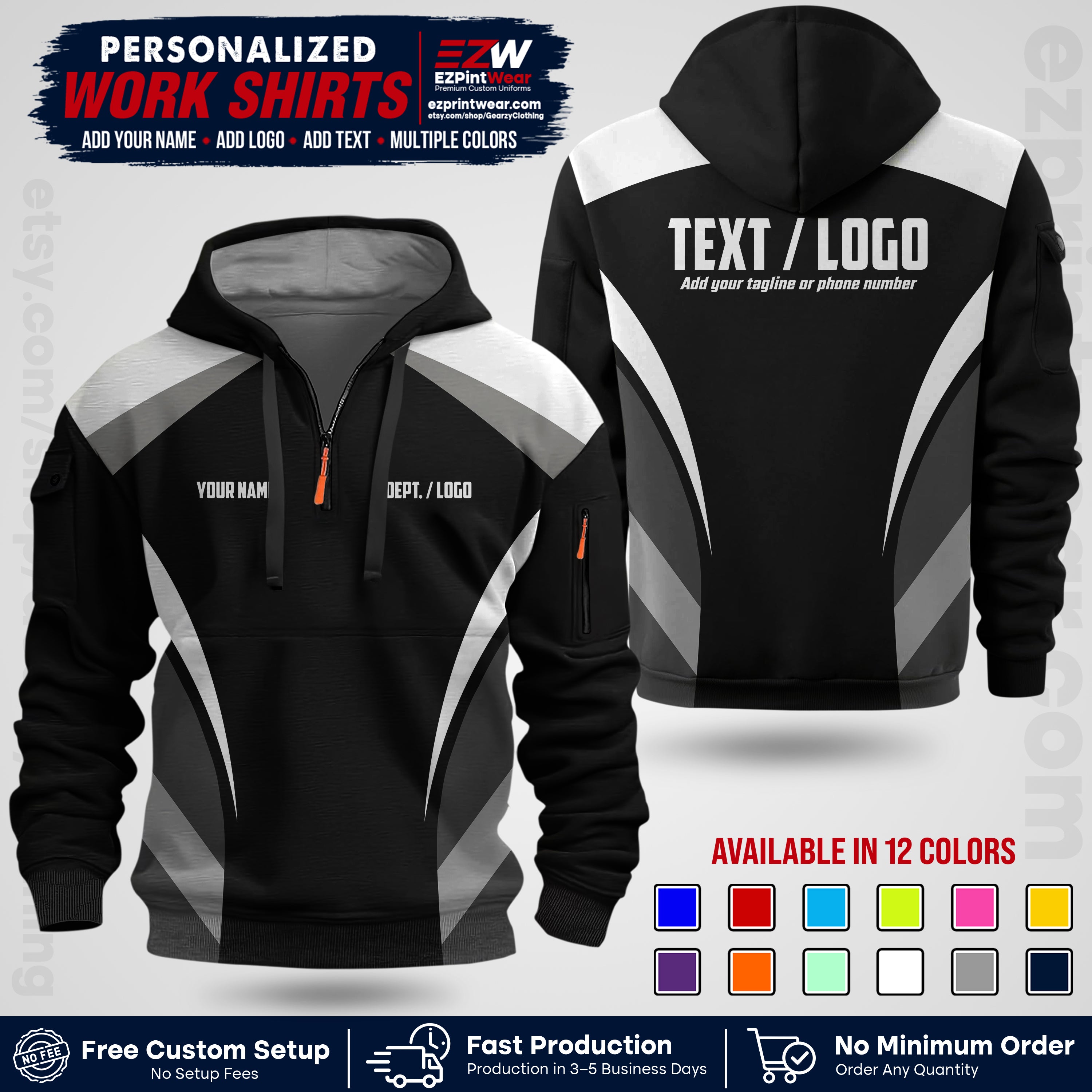 Custom All Over Print Work Uniform Shirt with Name, Logo & Text | Custom Hawaiian Shirt | Company Shirt | Employee Uniform UNF03