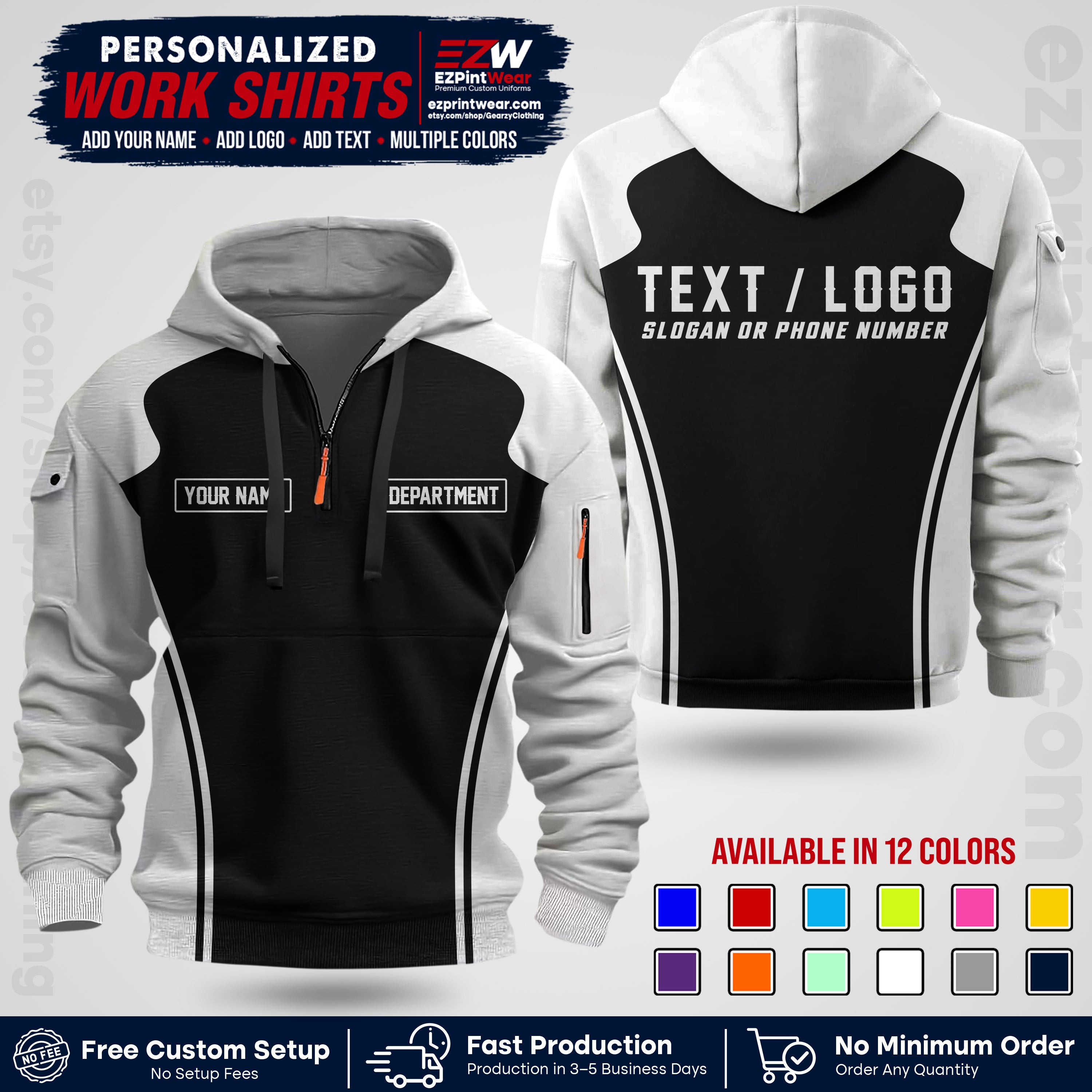 Custom All Over Print Work Uniform Shirt with Name, Logo & Text | Custom Hawaiian Shirt | Company Shirt | Employee Uniform UNF16