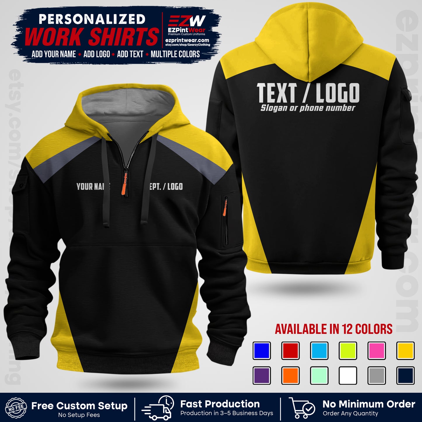 Custom All Over Print Work Uniform Shirt with Name, Logo & Text | Custom Hawaiian Shirt | Company Shirt | Employee Uniform UNF02