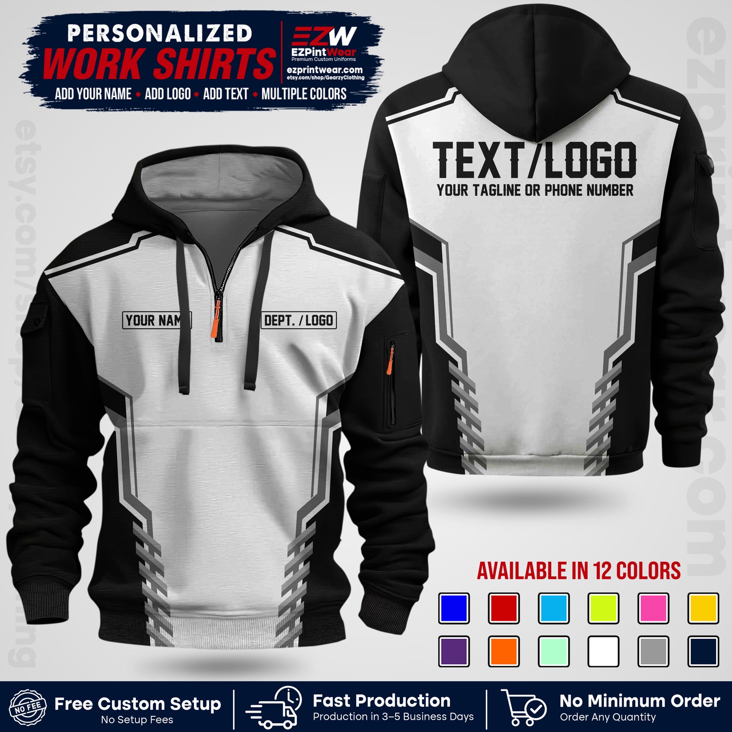 Custom All Over Print Work Uniform Shirt with Name, Logo & Text | Custom Hawaiian Shirt | Company Shirt | Employee Uniform UNF15