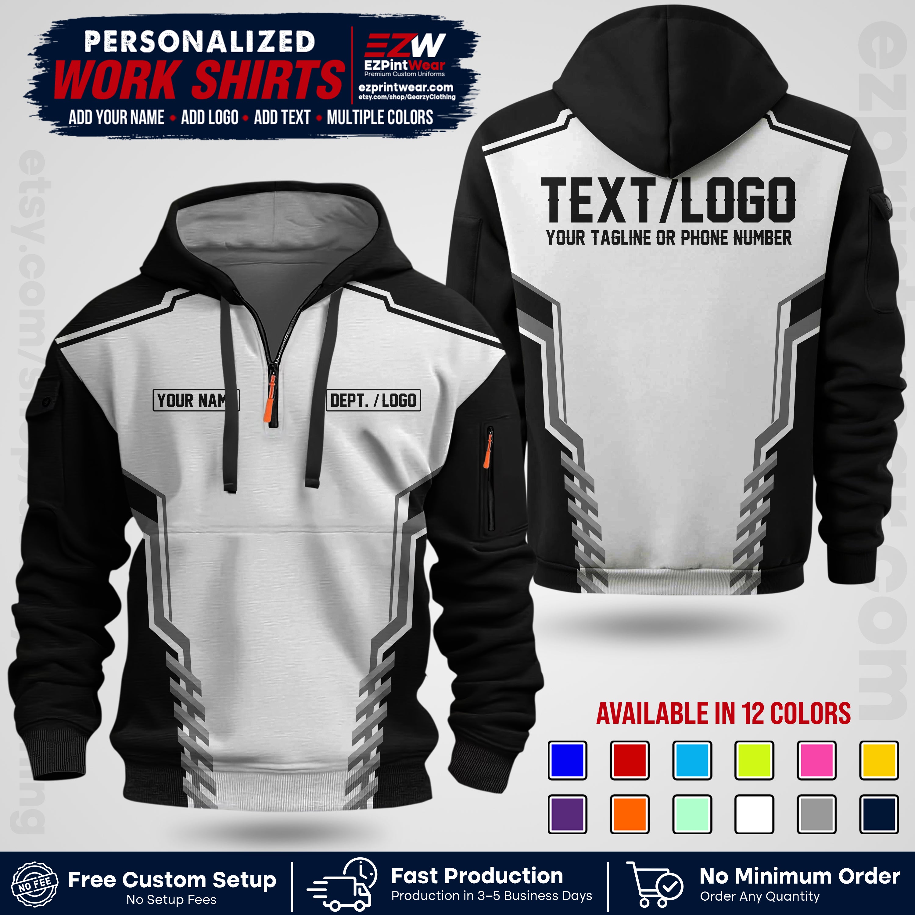 Custom All Over Print Work Uniform Shirt with Name, Logo & Text | Custom Hawaiian Shirt | Company Shirt | Employee Uniform UNF15