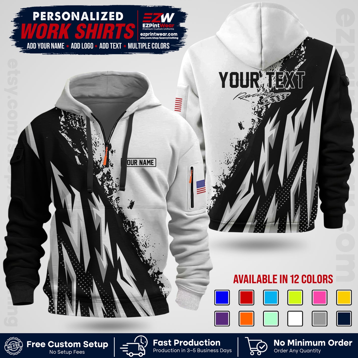 Custom Racing Shirt with Name, Logo & Text | Race Team Uniform | Crew Apparel RC08