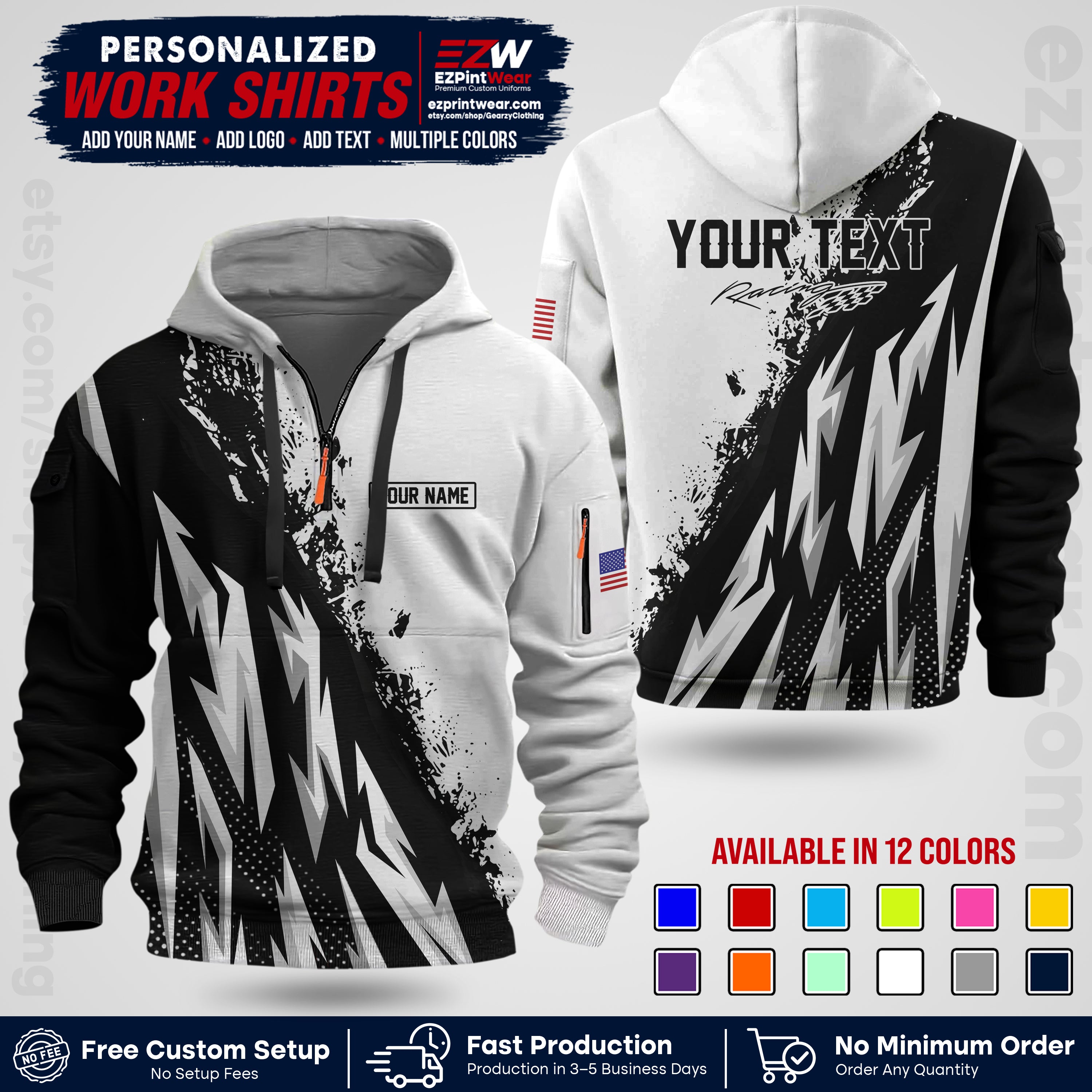 Custom Racing Shirt with Name, Logo & Text | Race Team Uniform | Crew Apparel RC08