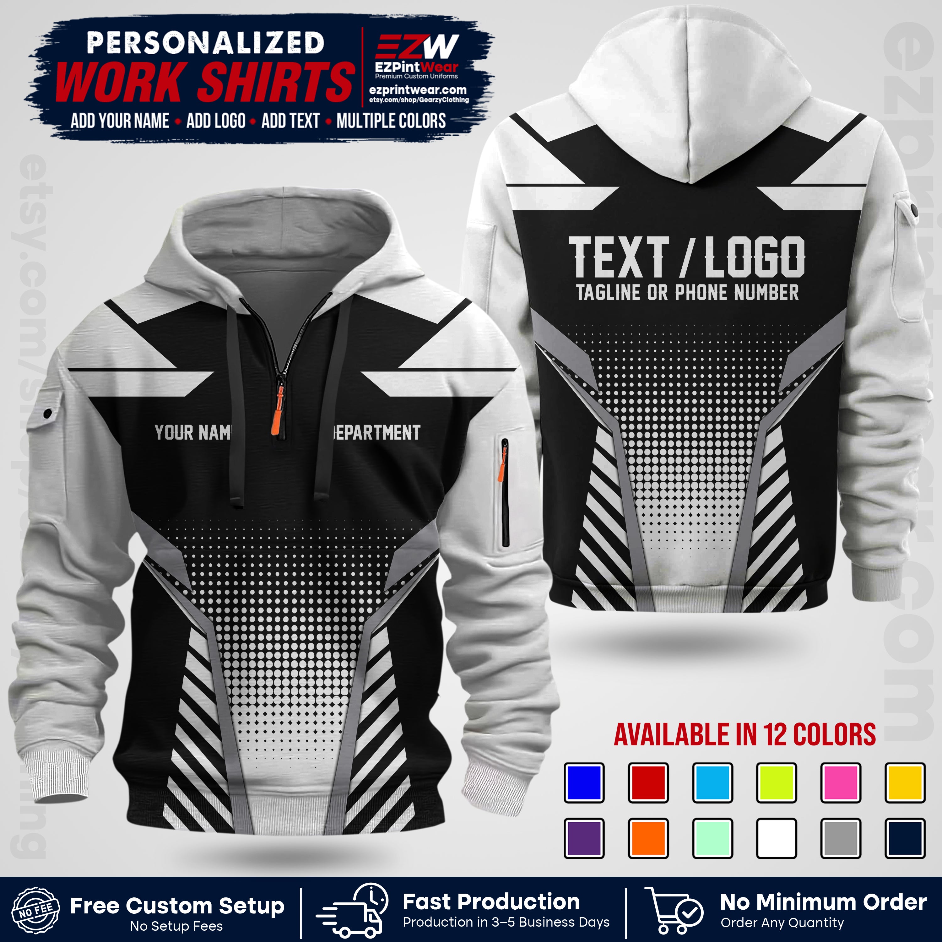 Custom All Over Print Work Uniform Shirt with Name, Logo & Text | Custom Hawaiian Shirt | Company Shirt | Employee Uniform UNF06