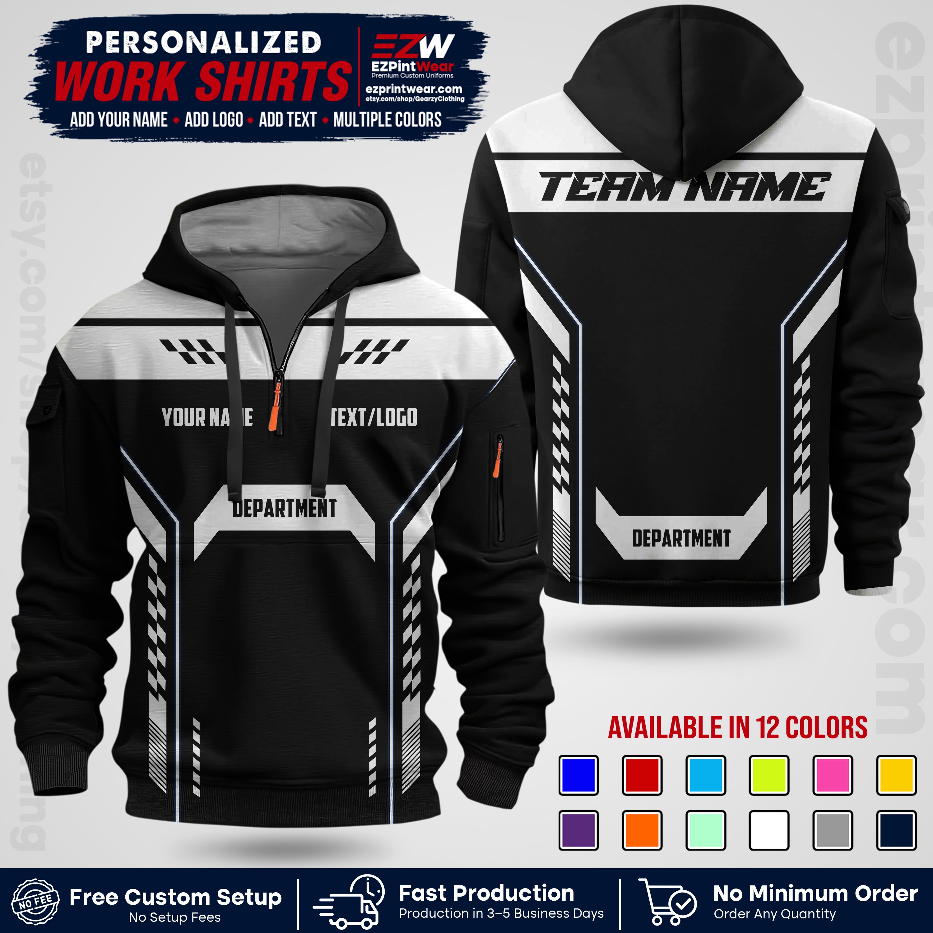 Custom All Over Print Work Uniform Shirt with Name, Logo & Text | Custom Hawaiian Shirt | Company Shirt | Employee Uniform UNF18