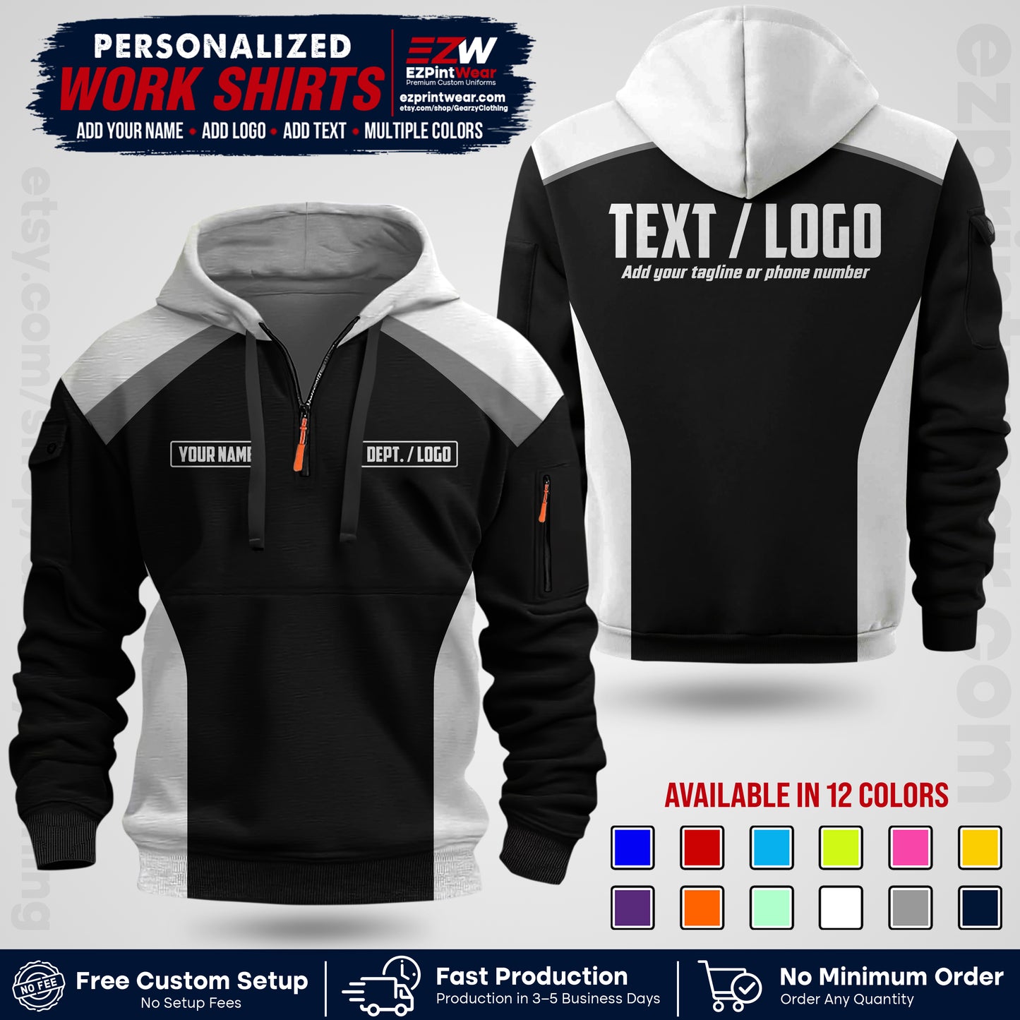 Custom All Over Print Work Uniform Shirt with Name, Logo & Text | Custom Hawaiian Shirt | Company Shirt | Employee Uniform UNF04
