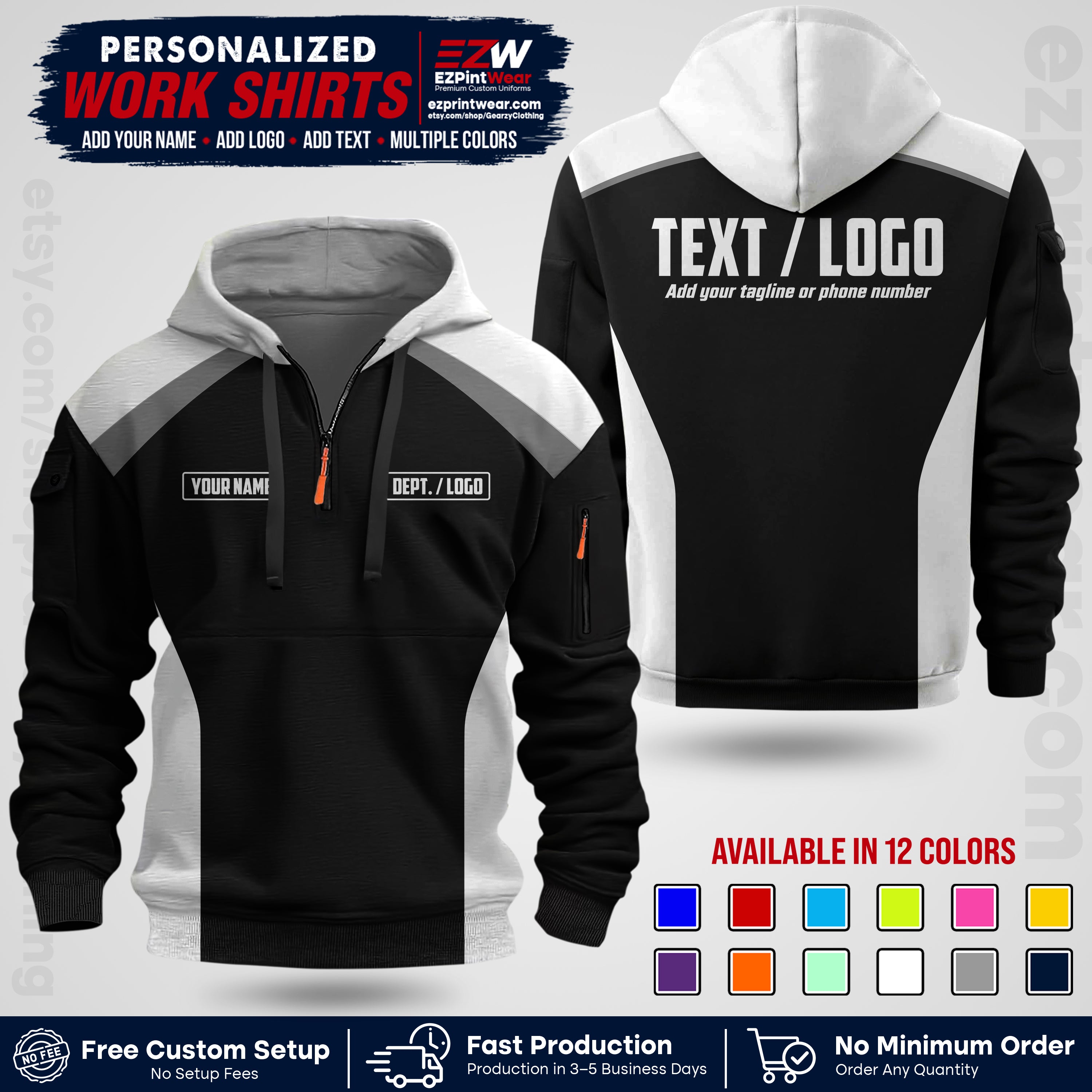Custom All Over Print Work Uniform Shirt with Name, Logo & Text | Custom Hawaiian Shirt | Company Shirt | Employee Uniform UNF04