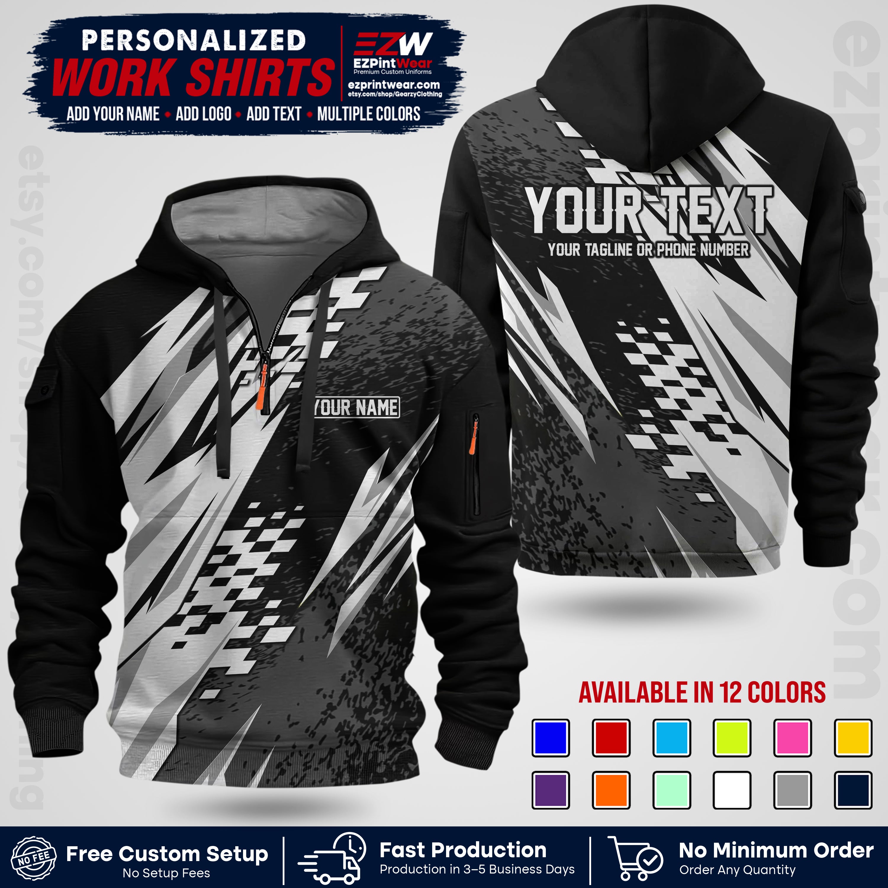 Custom Racing Shirt with Name, Logo & Text | Race Team Uniform | Crew Apparel RC03