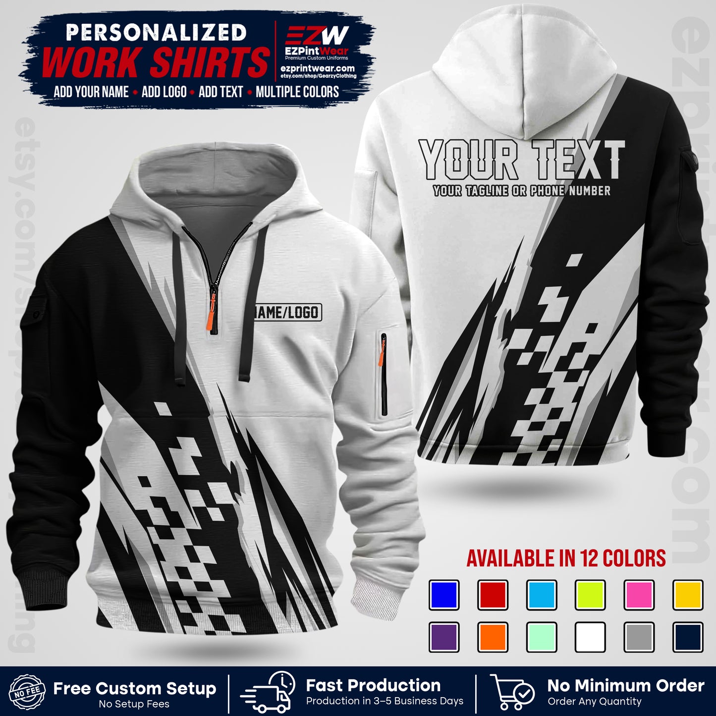 Custom Racing Shirt with Name, Logo & Text | Race Team Uniform | Crew Apparel RC04