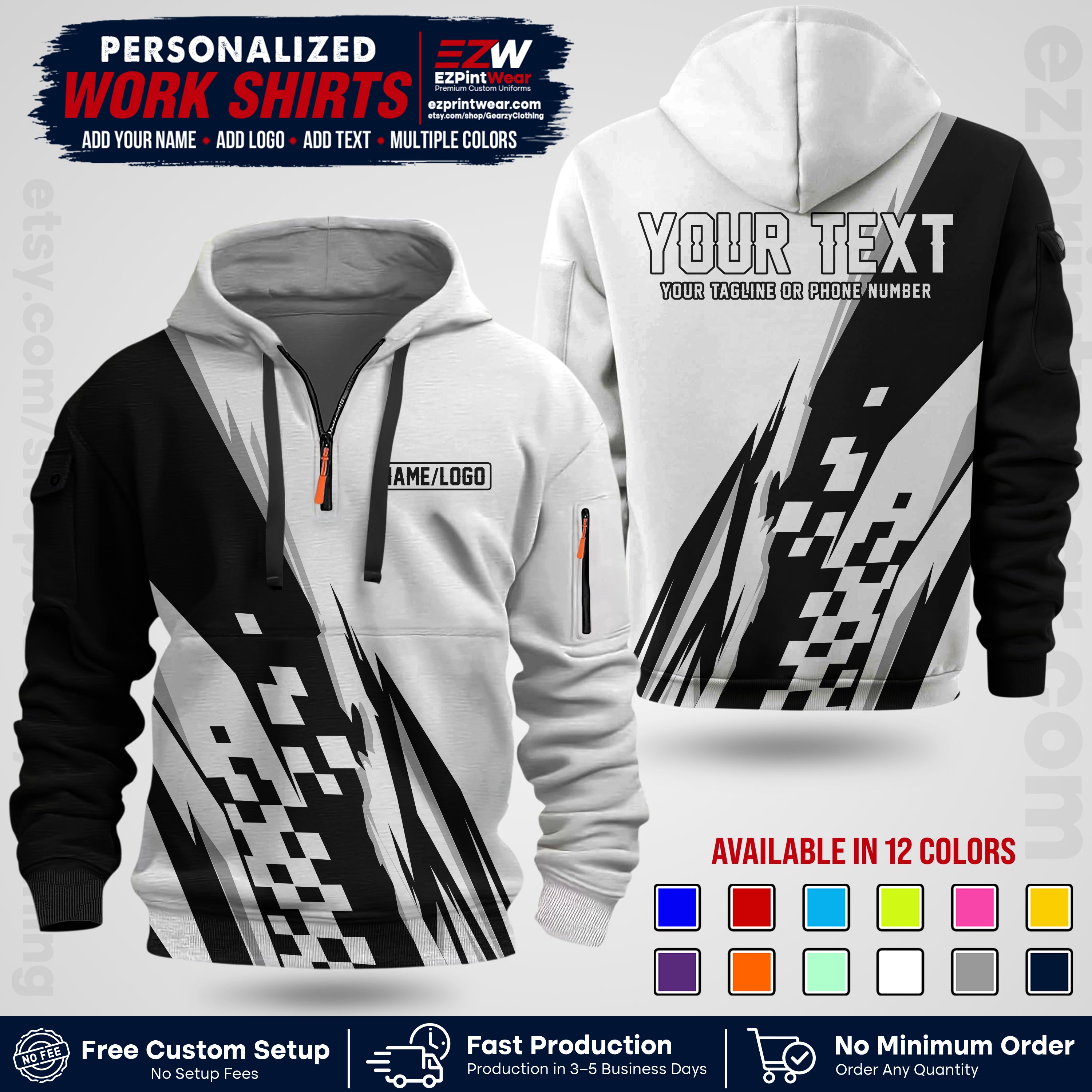 Custom Racing Shirt with Name, Logo & Text | Race Team Uniform | Crew Apparel RC04