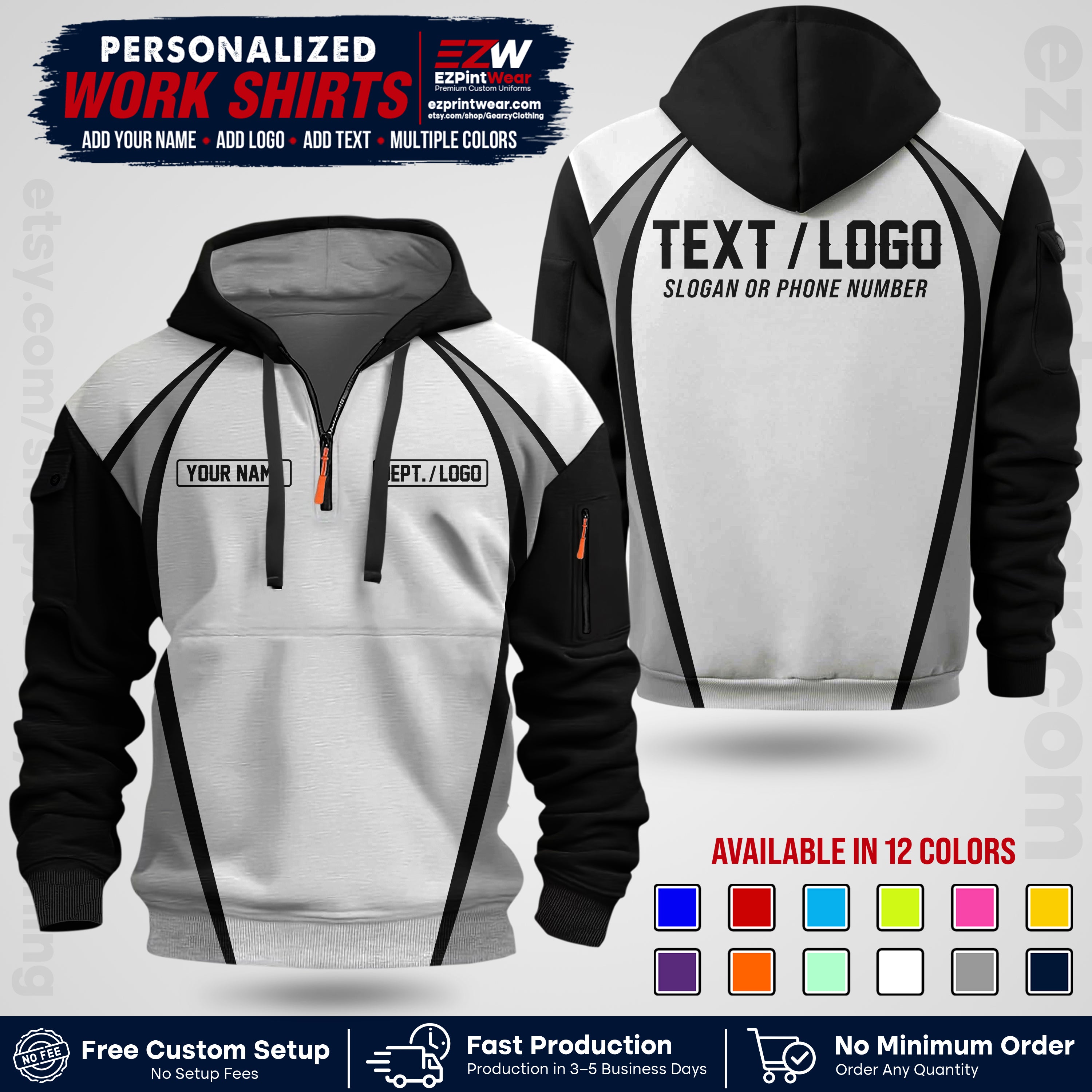 Custom All Over Print Work Uniform Shirt with Name, Logo & Text | Custom Hawaiian Shirt | Company Shirt | Employee Uniform UNF20