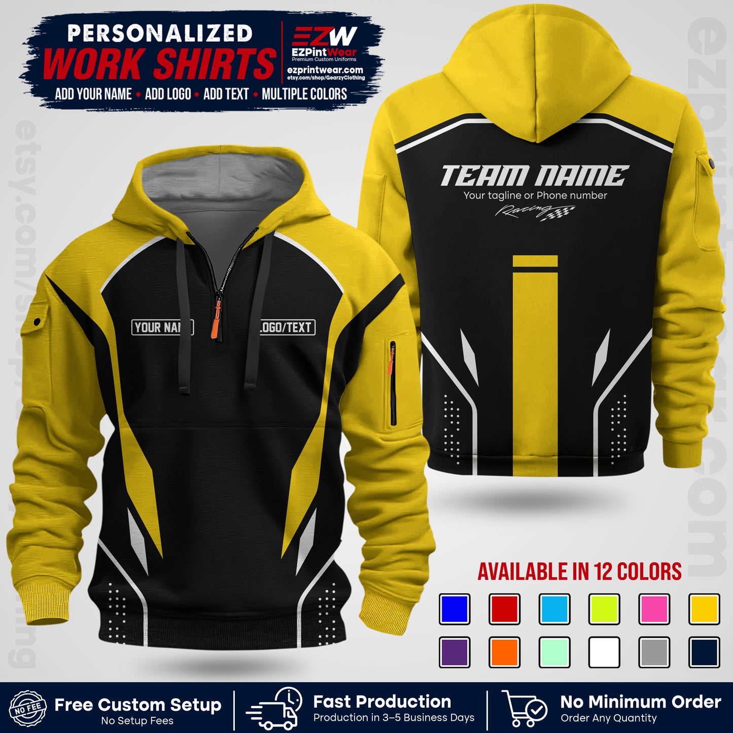 Custom Racing Shirt with Name, Logo & Text | Race Team Uniform | Crew Apparel RC06
