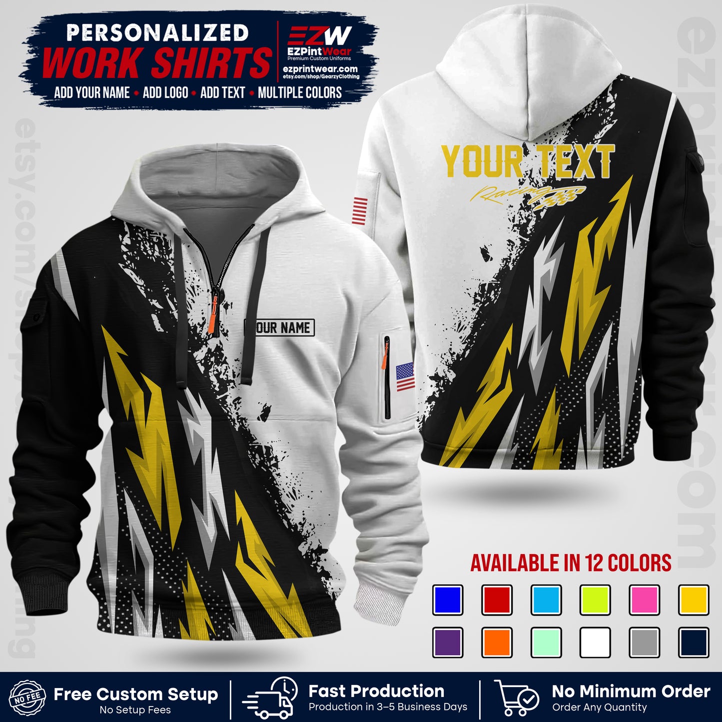 Custom Racing Shirt with Name, Logo & Text | Race Team Uniform | Crew Apparel RC08