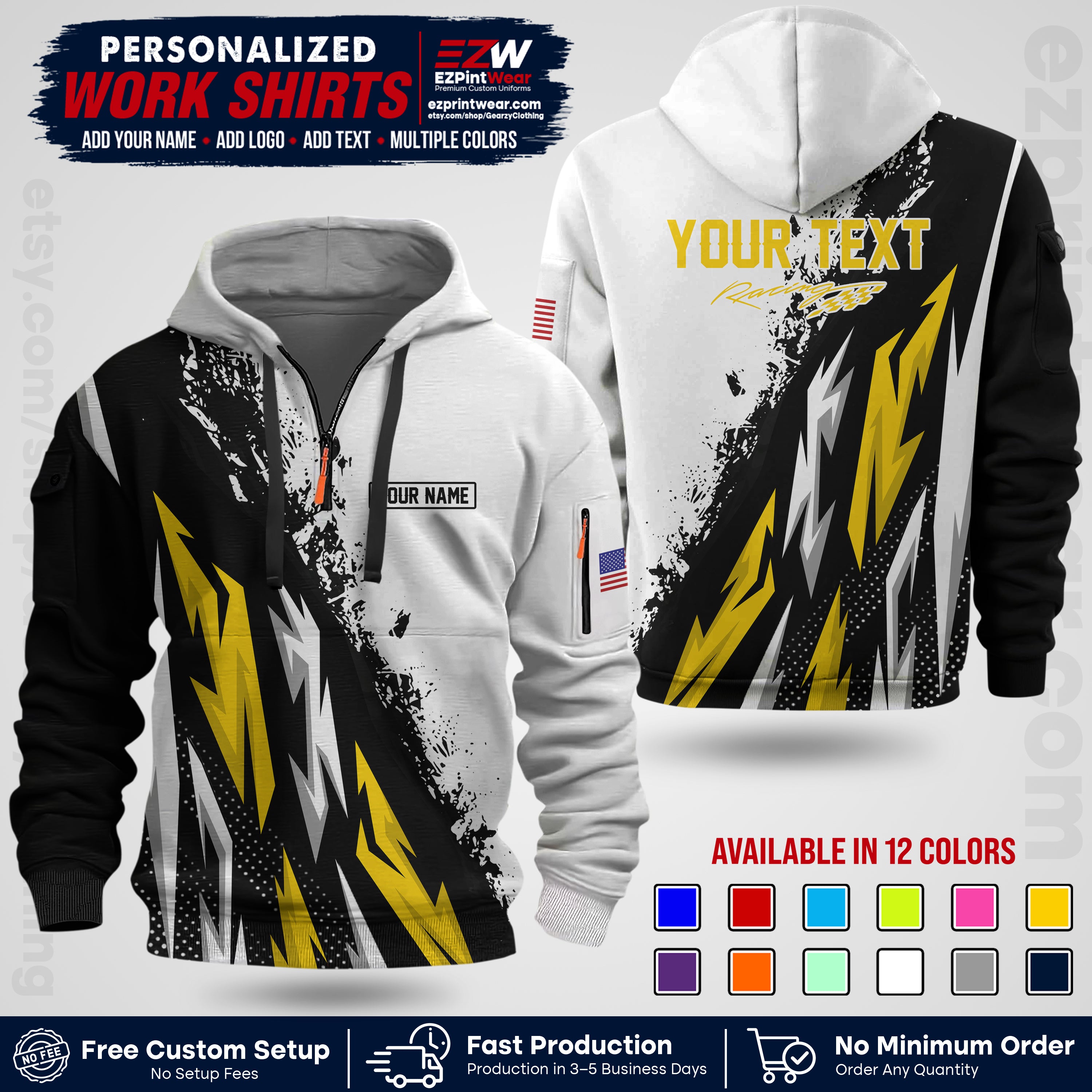 Custom Racing Shirt with Name, Logo & Text | Race Team Uniform | Crew Apparel RC08