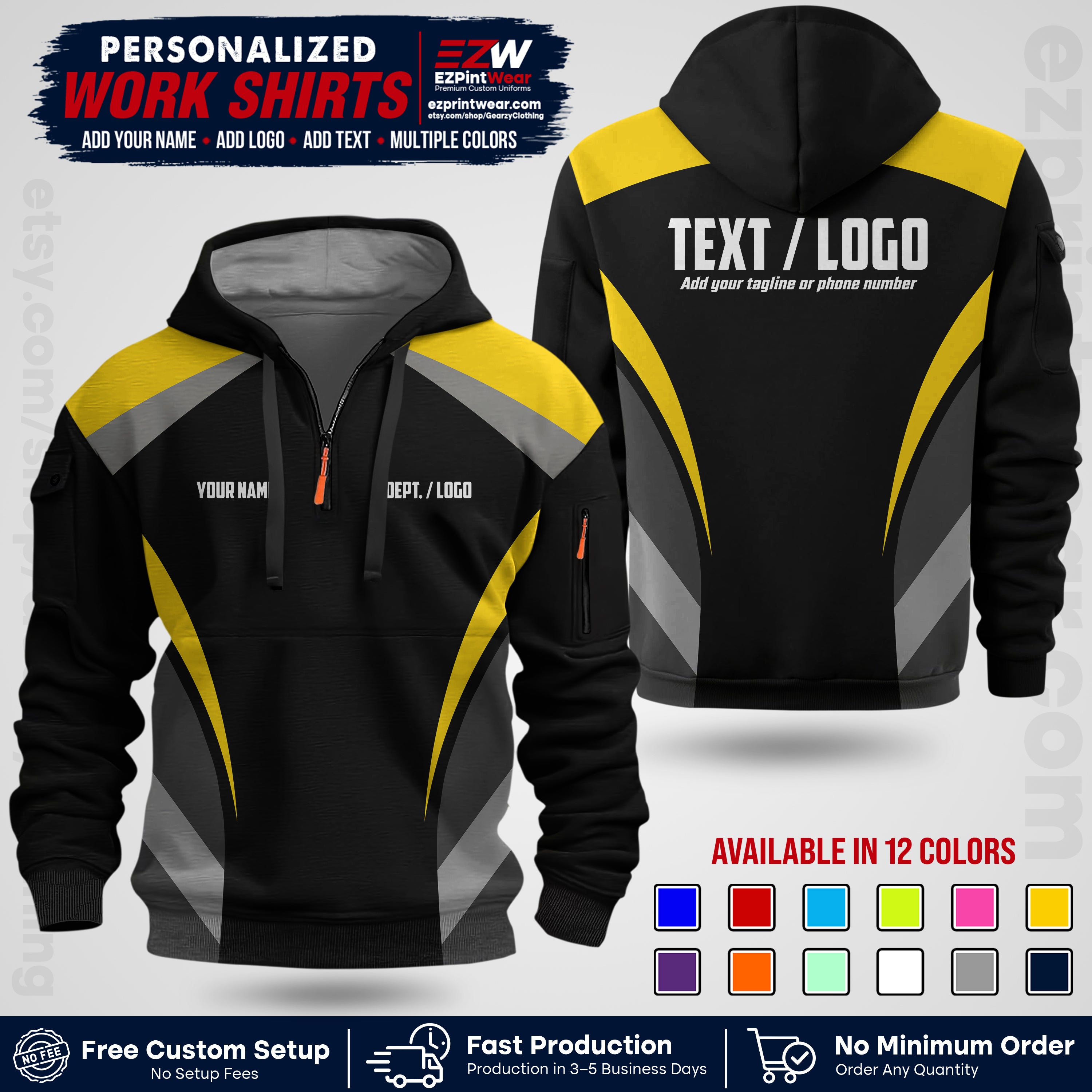 Custom All Over Print Work Uniform Shirt with Name, Logo & Text | Custom Hawaiian Shirt | Company Shirt | Employee Uniform UNF03