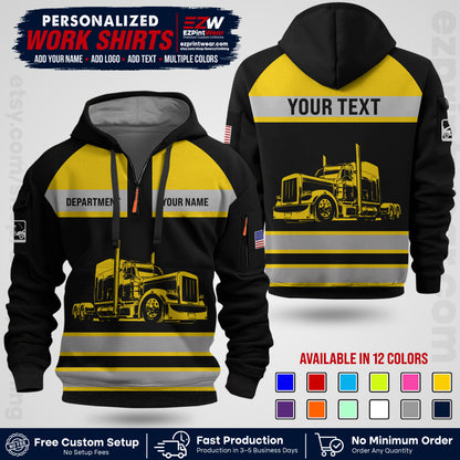 Personalized Truck Driver Workwear Uniform | Custom Safety Stripe Apparel | Non-Reflective Reflective Style Design TW02