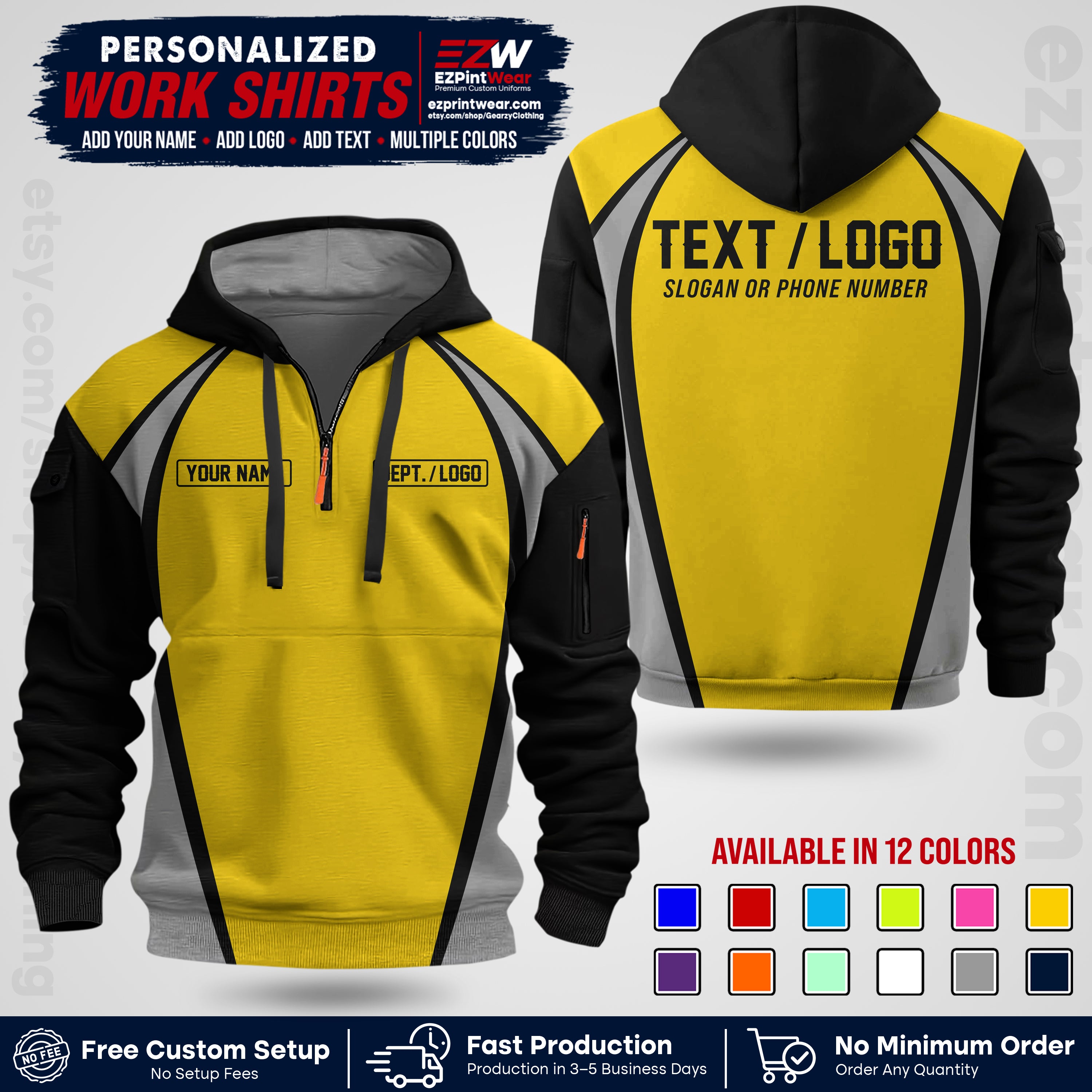 Custom All Over Print Work Uniform Shirt with Name, Logo & Text | Custom Hawaiian Shirt | Company Shirt | Employee Uniform UNF20