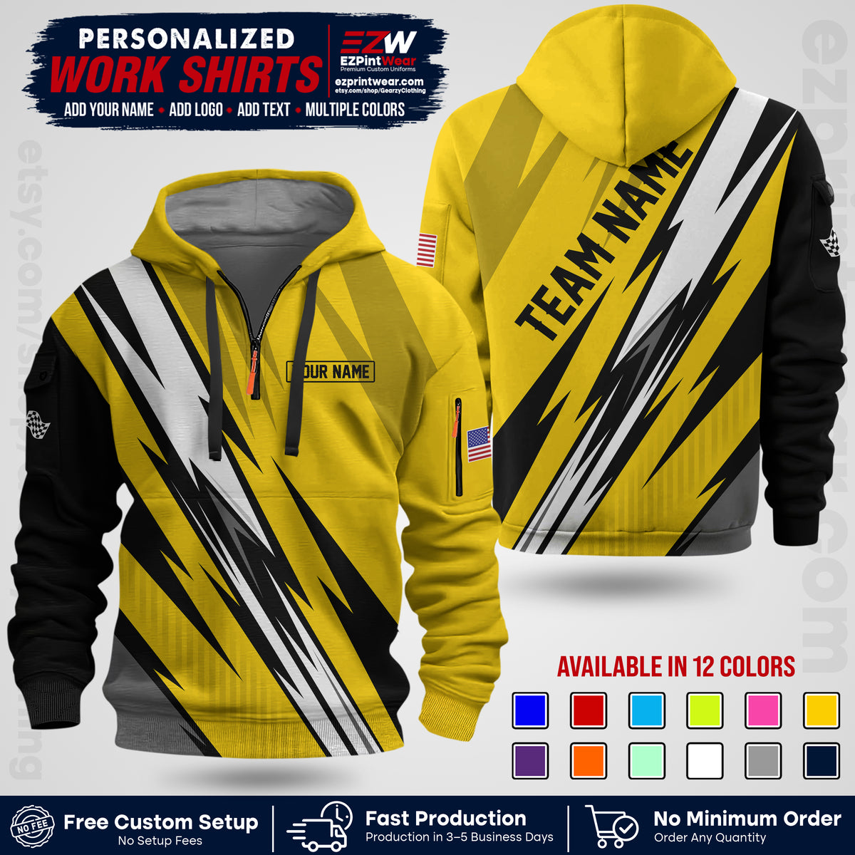 Custom Racing Shirt with Name, Logo & Text | Race Team Uniform | Crew Apparel RC15