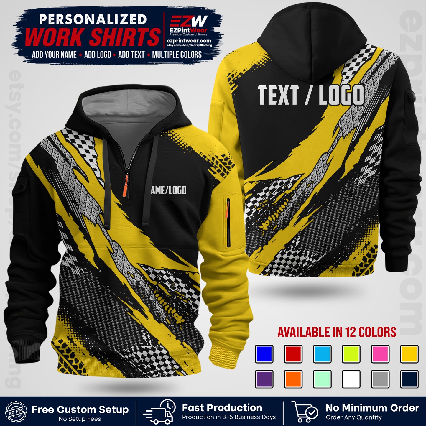 Custom Racing Shirt with Name, Logo & Text | Race Team Uniform | Crew Apparel RC05