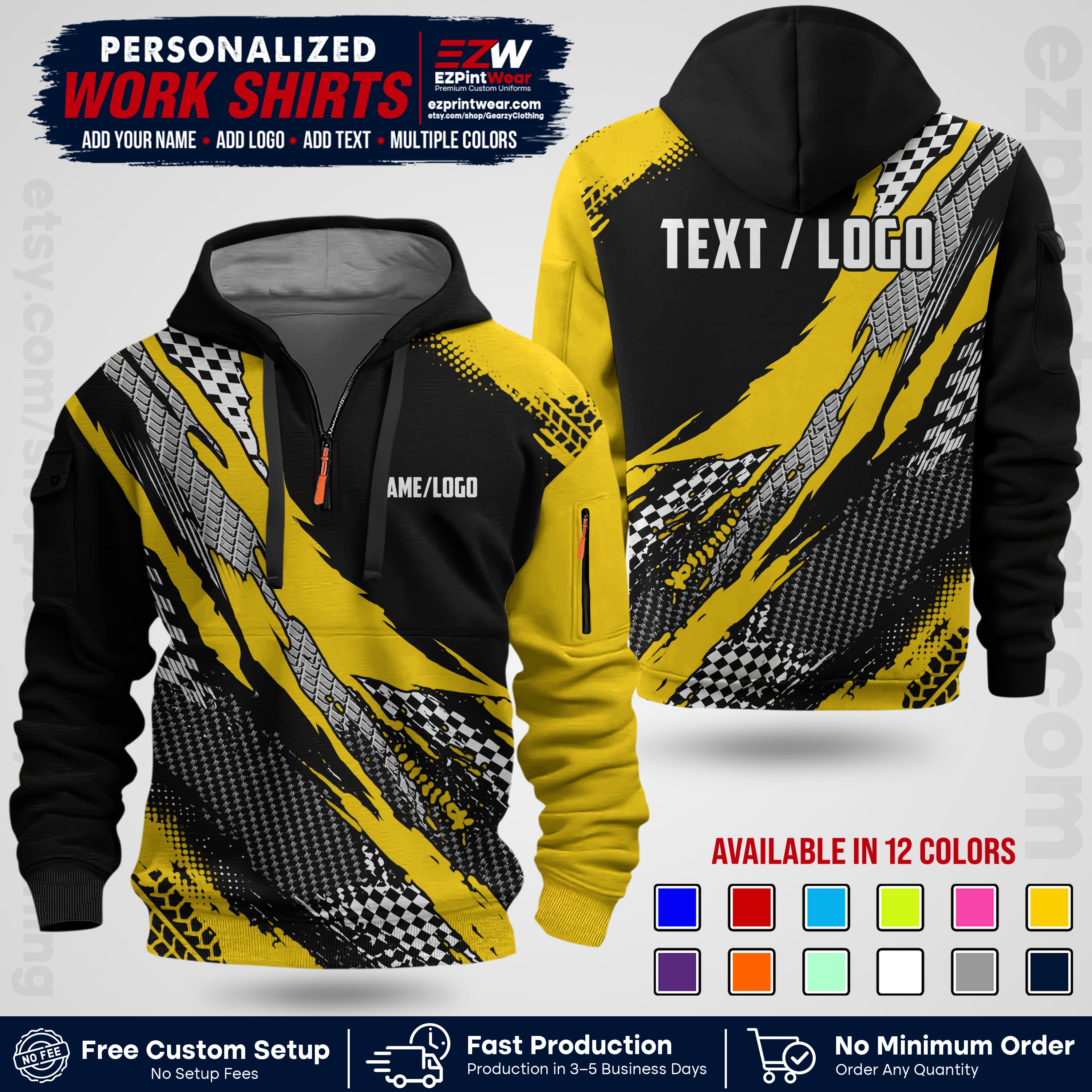 Custom Racing Shirt with Name, Logo & Text | Race Team Uniform | Crew Apparel RC05