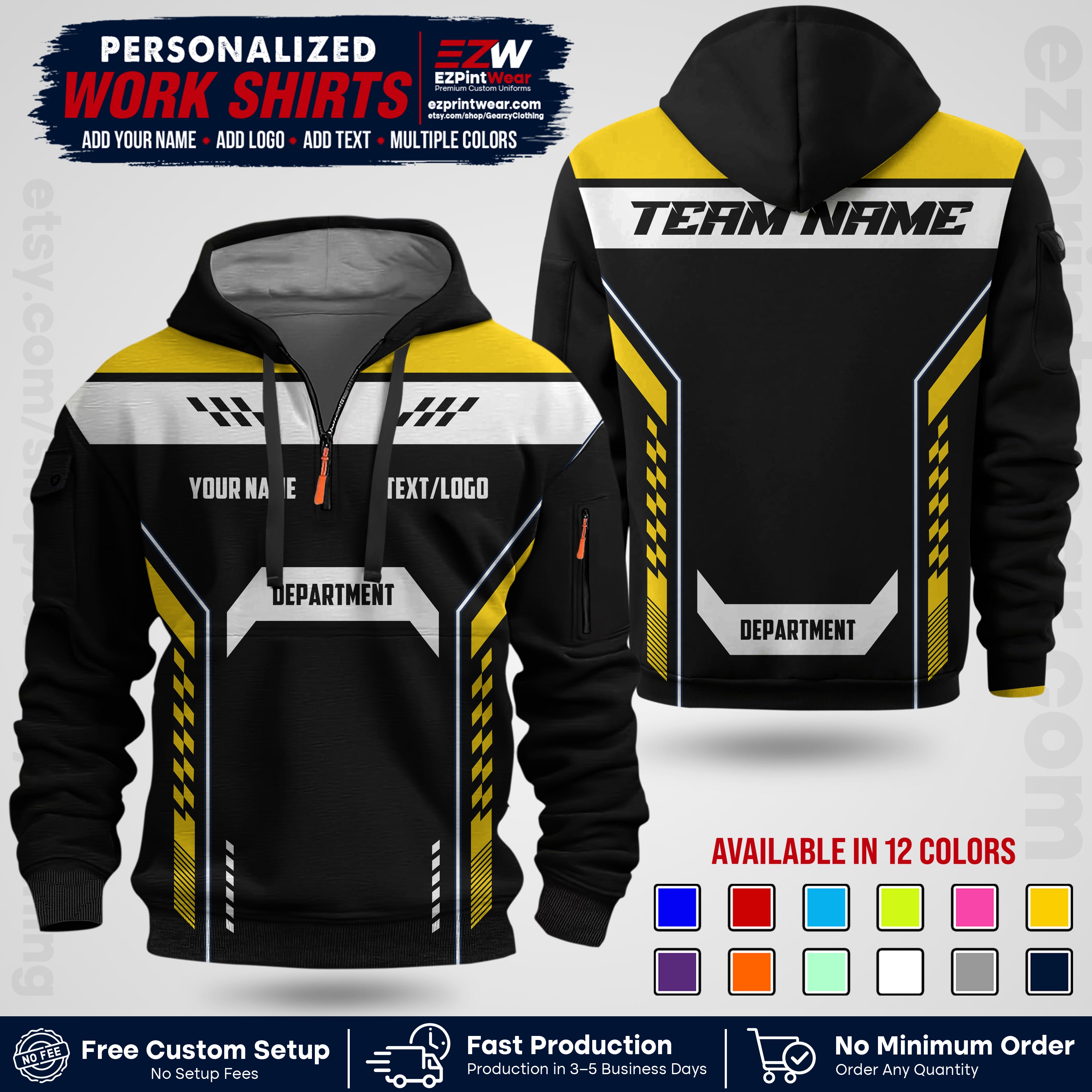 Custom All Over Print Work Uniform Shirt with Name, Logo & Text | Custom Hawaiian Shirt | Company Shirt | Employee Uniform UNF18